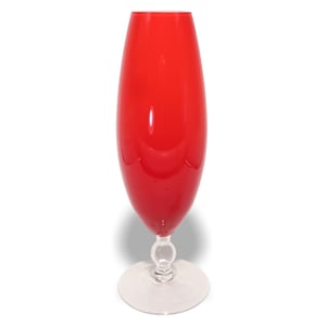 Red Murano Vase - Hand Blown Glass - Italian Vintage Decor