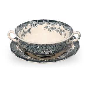 Royal Worcester Palissy Avon Scenes Soup Cup And Saucer - Vintage English Tableware - Collectible China