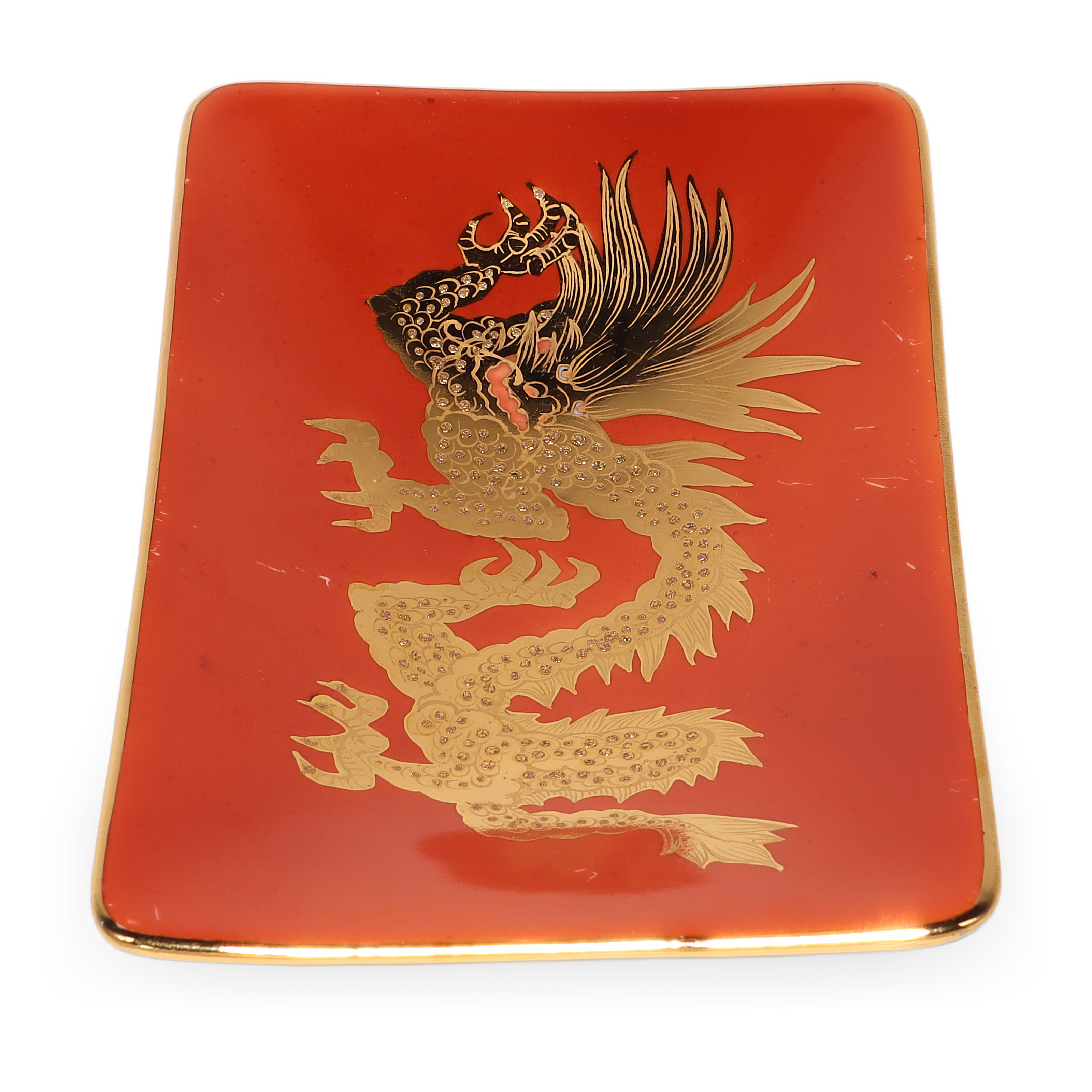 Bakos Eva Herend Vintage Red Dragon Plate Kutani Style Gold Detailing Hand Painted Unique Close Up Thumbnail for Bakos Eva Herend Vintage Red Dragon Plate - Kutani Style - Gold Detailing Hand Painted - Unique