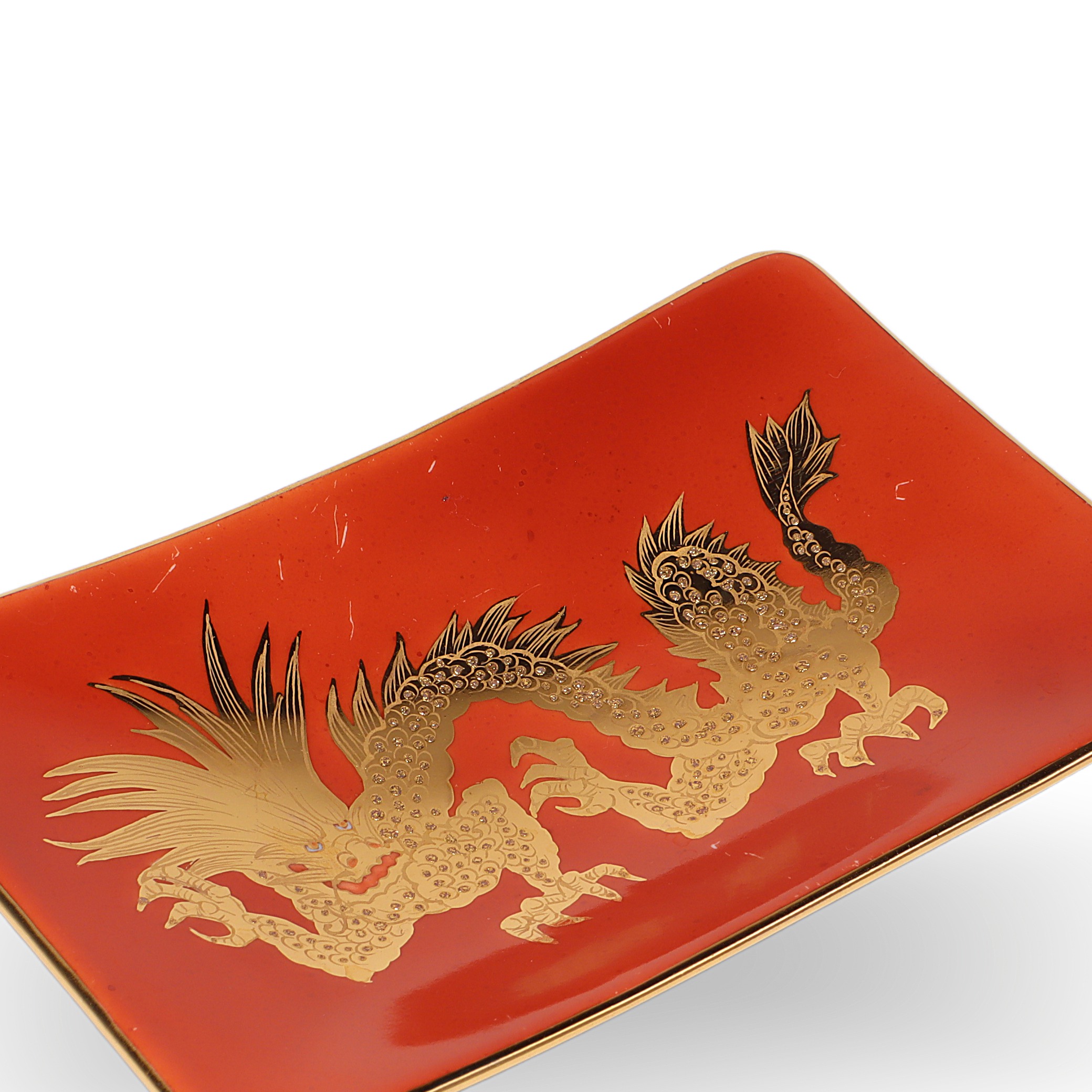 Bakos Eva Herend Vintage Red Dragon Plate Kutani Style Gold Detailing Hand Painted Unique Close Up Thumbnail for Bakos Eva Herend Vintage Red Dragon Plate - Kutani Style - Gold Detailing Hand Painted - Unique