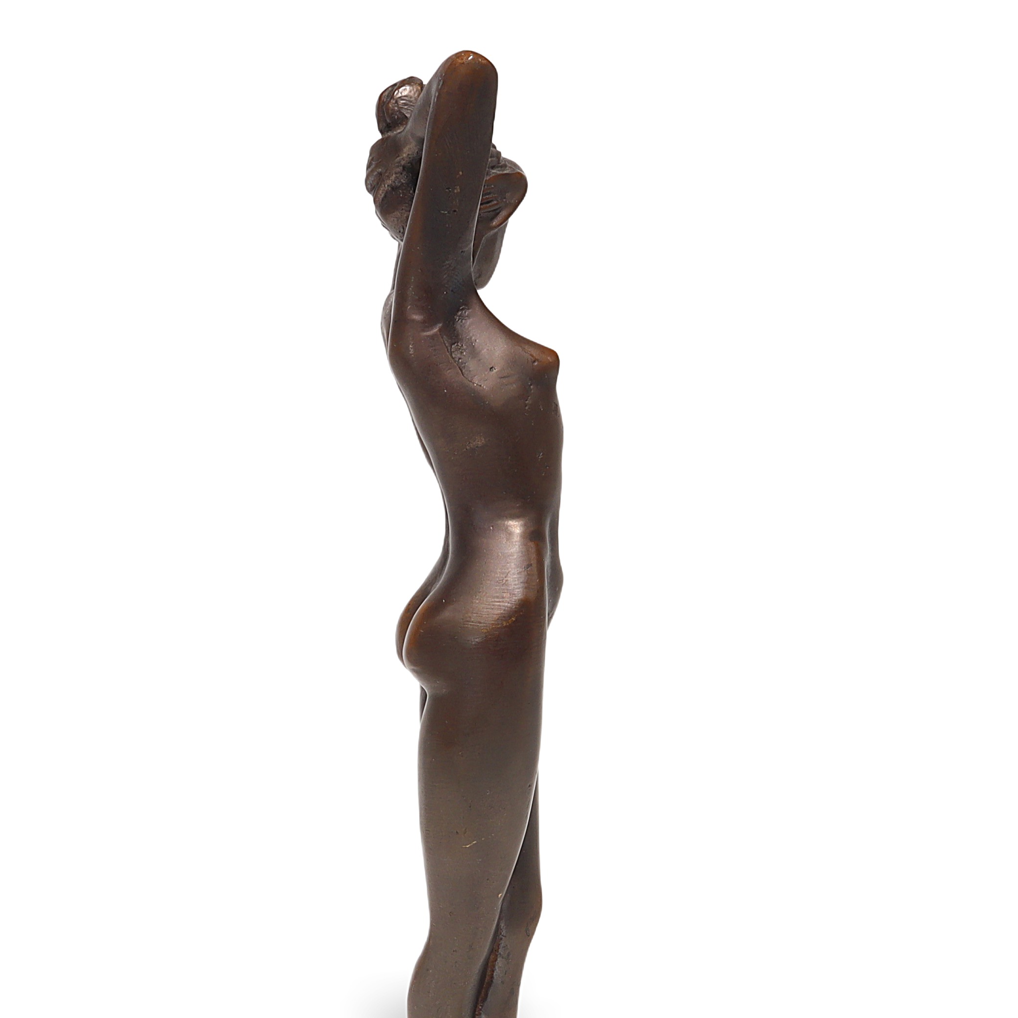 Bronze Statue Nude Lady Side Profile Art Sculpture Thumbnail for Bronze Statue Nude Lady - Art Deco Solid Bronze Sculpture Of A Naked Woman - Marble Base