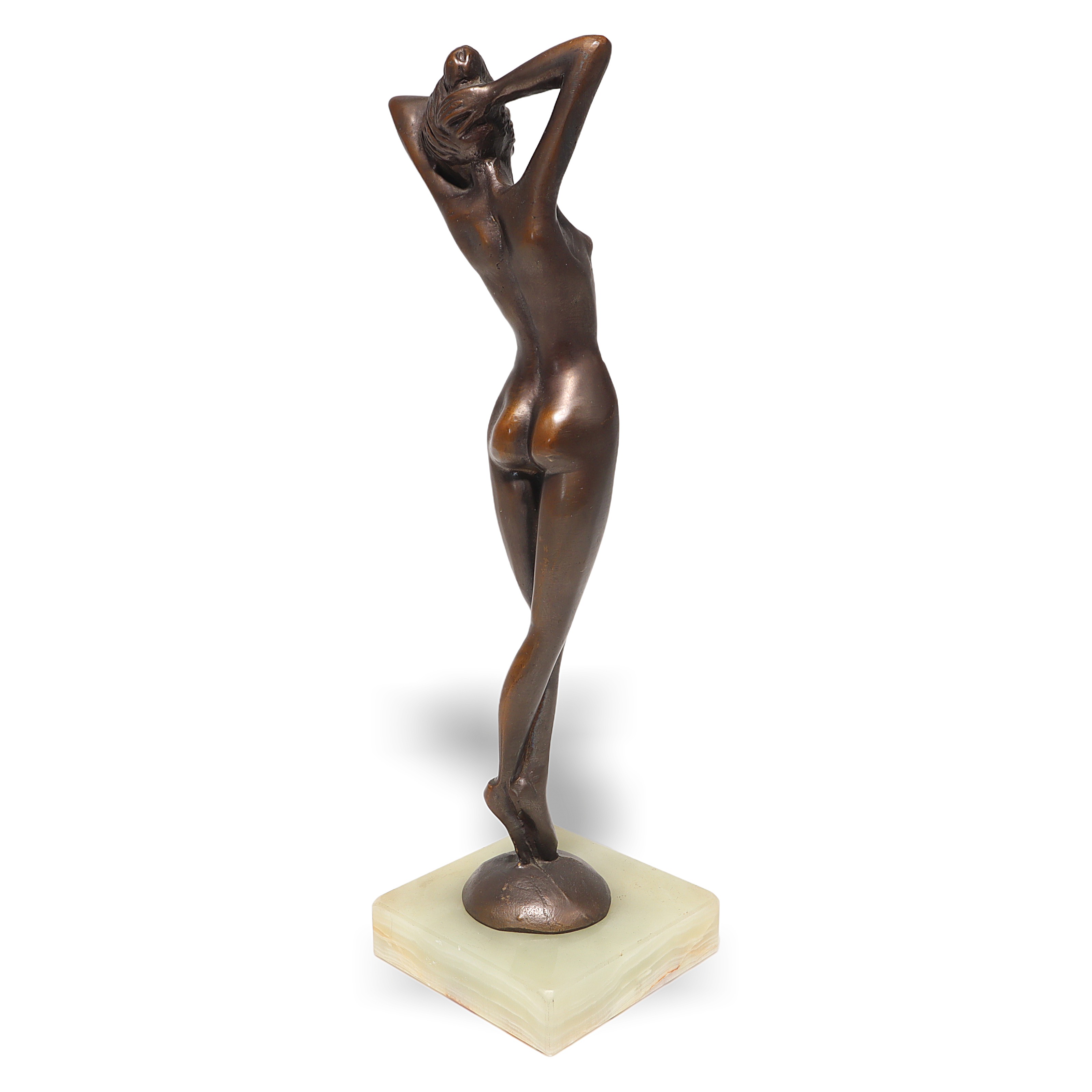 Bronze Nude Lady Statue on Marble Base Thumbnail for Bronze Statue Nude Lady - Art Deco Solid Bronze Sculpture Of A Naked Woman - Marble Base