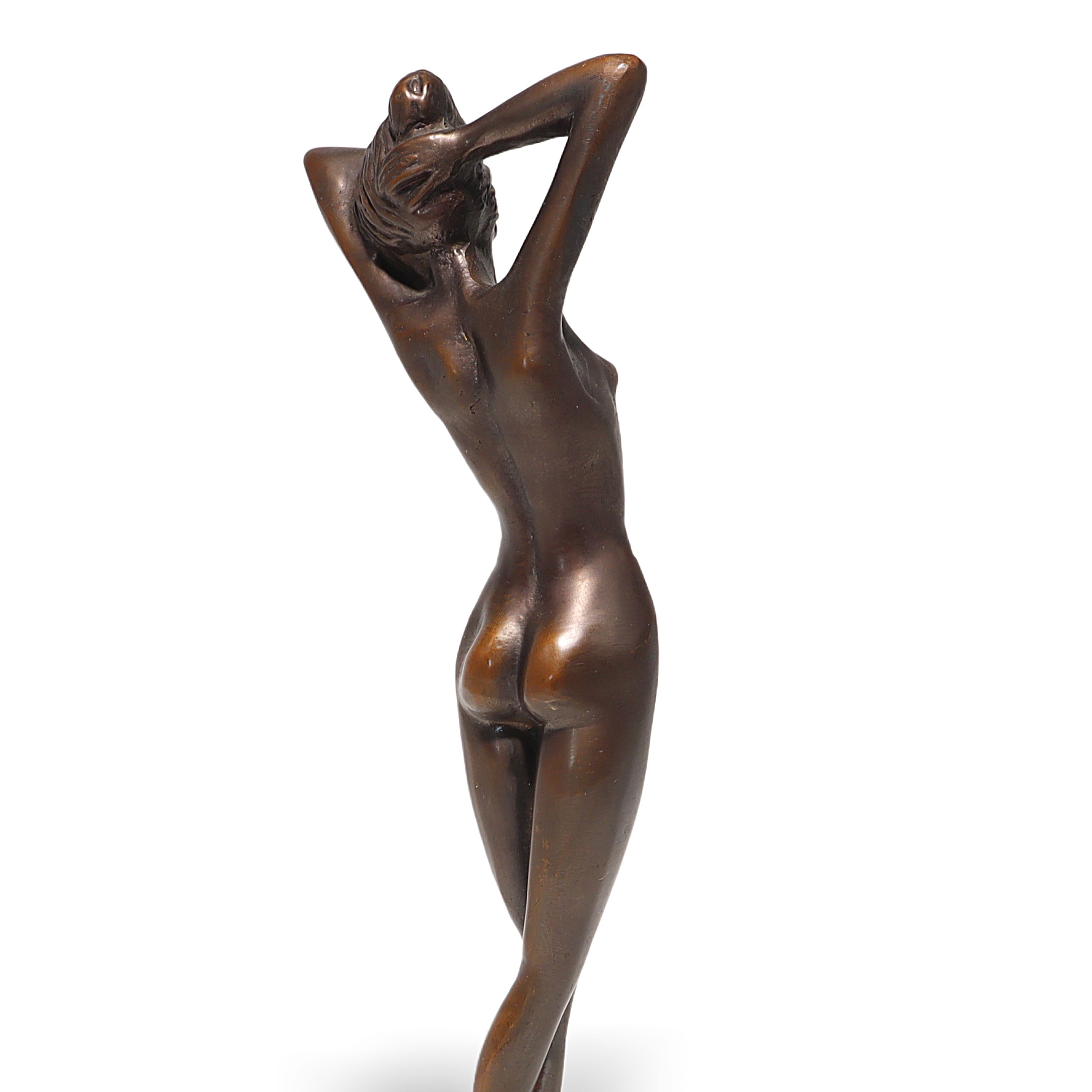 Bronze Nude Lady Statue Detailed View Thumbnail for Bronze Statue Nude Lady - Art Deco Solid Bronze Sculpture Of A Naked Woman - Marble Base