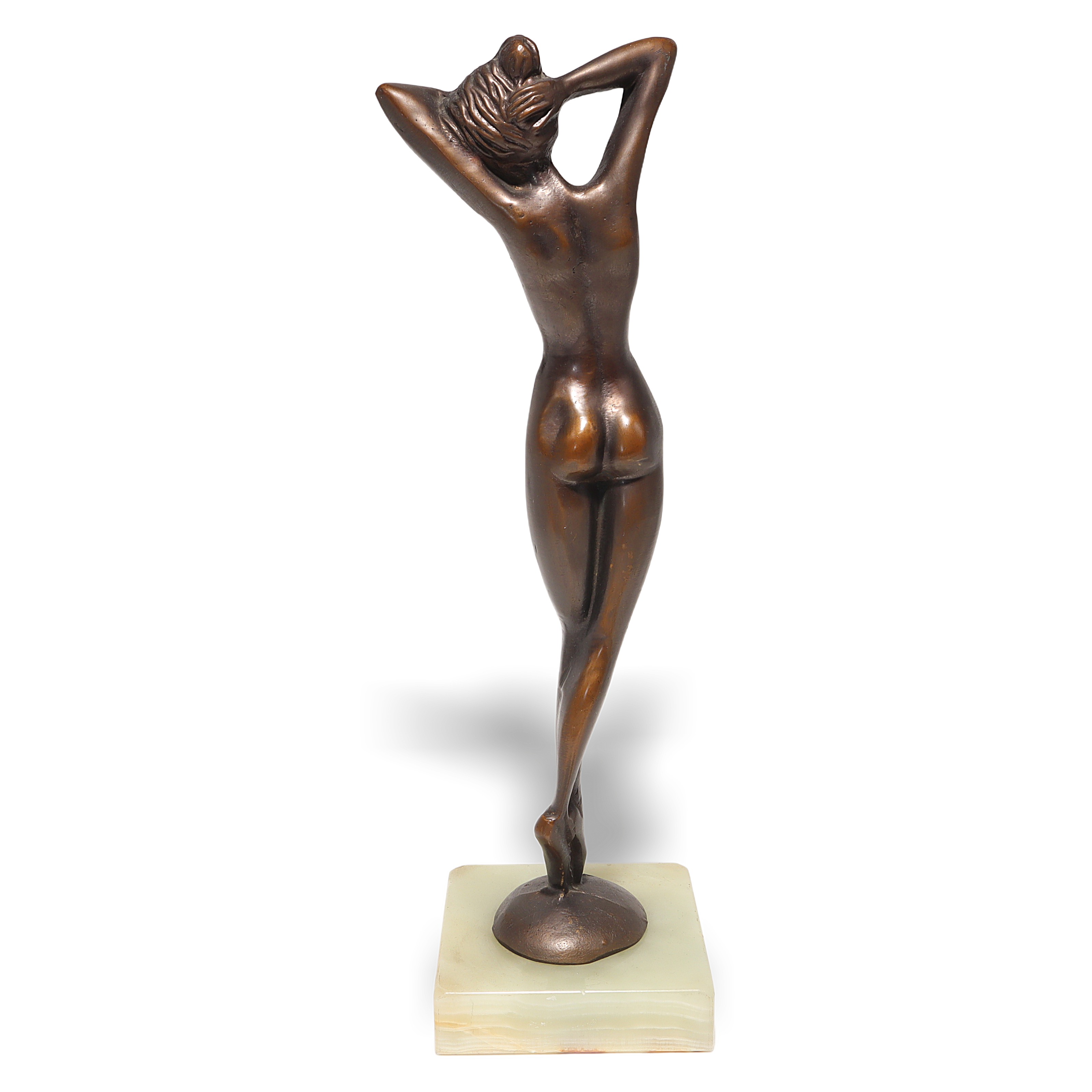 Bronze Nude Lady Statue on Marble Base Thumbnail for Bronze Statue Nude Lady - Art Deco Solid Bronze Sculpture Of A Naked Woman - Marble Base