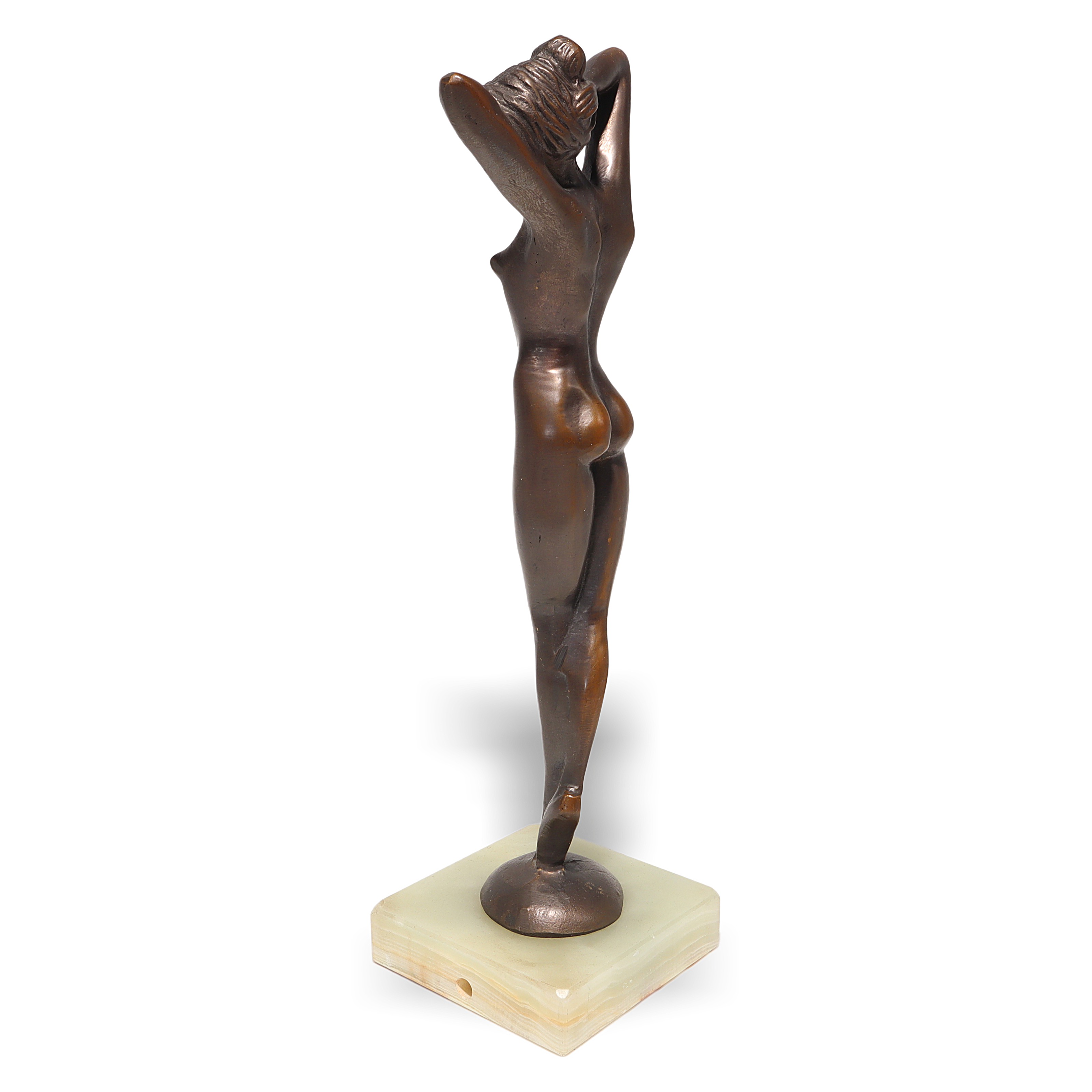 Bronze Nude Lady Statue on Marble Base Thumbnail for Bronze Statue Nude Lady - Art Deco Solid Bronze Sculpture Of A Naked Woman - Marble Base