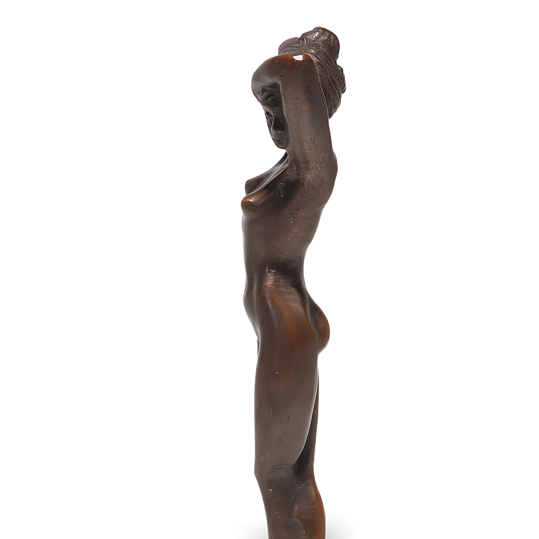 Bronze Nude Lady Statue Side Profile Art Sculpture Thumbnail for Bronze Statue Nude Lady - Art Deco Solid Bronze Sculpture Of A Naked Woman - Marble Base