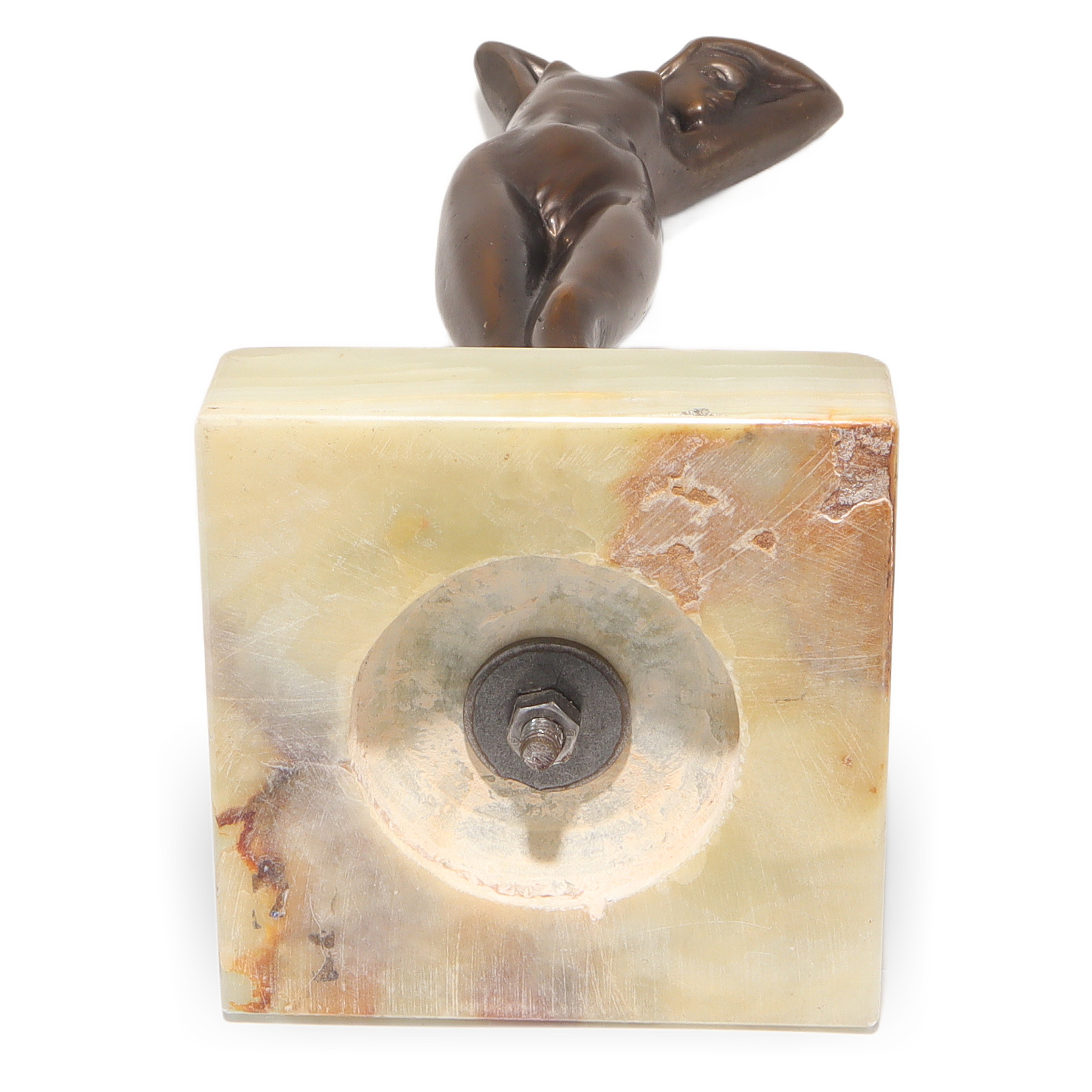 Bronze Statue Nude Lady Base Detailed View Thumbnail for Bronze Statue Nude Lady - Art Deco Solid Bronze Sculpture Of A Naked Woman - Marble Base