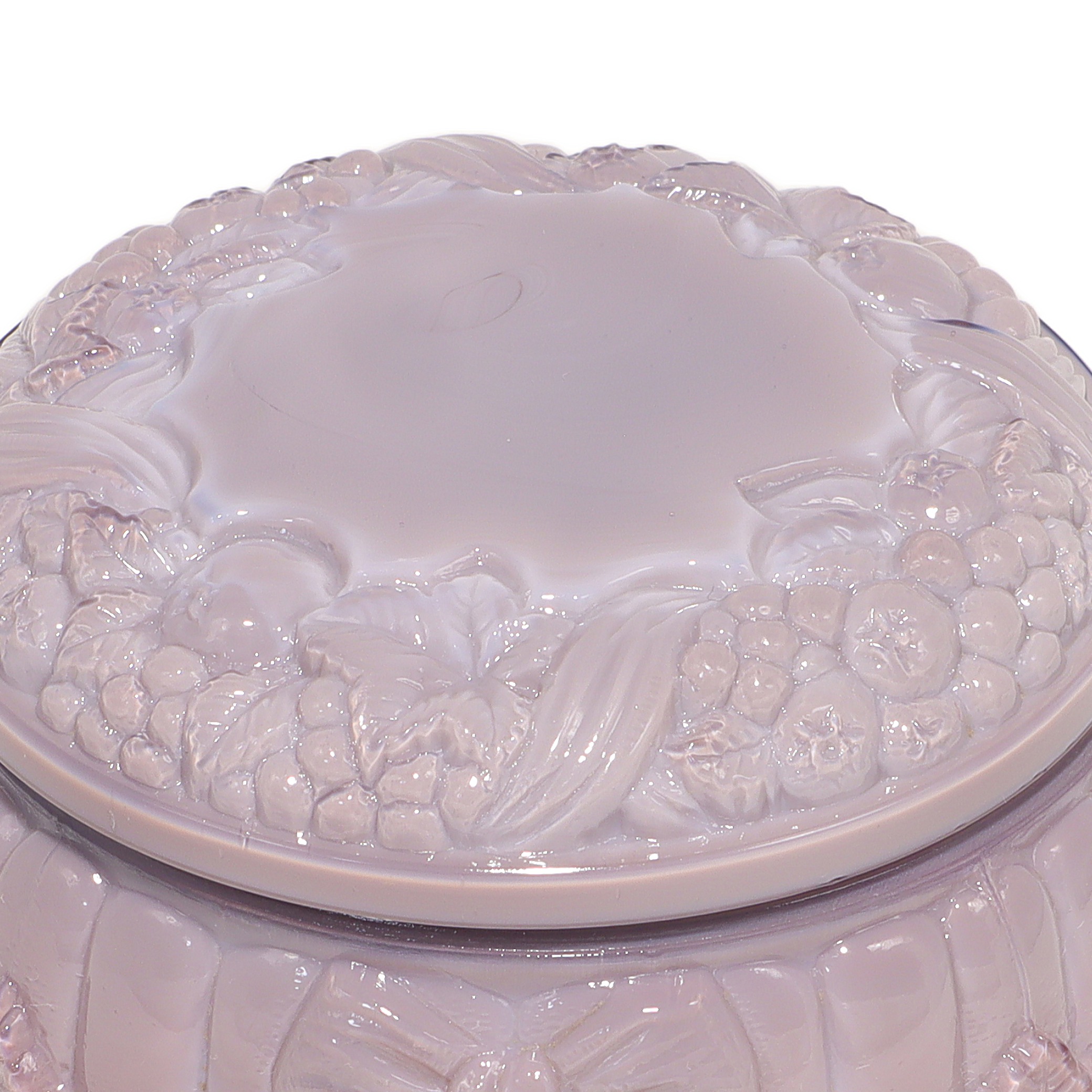 Curt Schlevogt Purple Malachite Glass Bonbonniere Detailed View Thumbnail for Curt Schlevogt Purple Malachite Glass Bonbonniere - Art Nouveau Trinket Box - Vintage Candy Jar