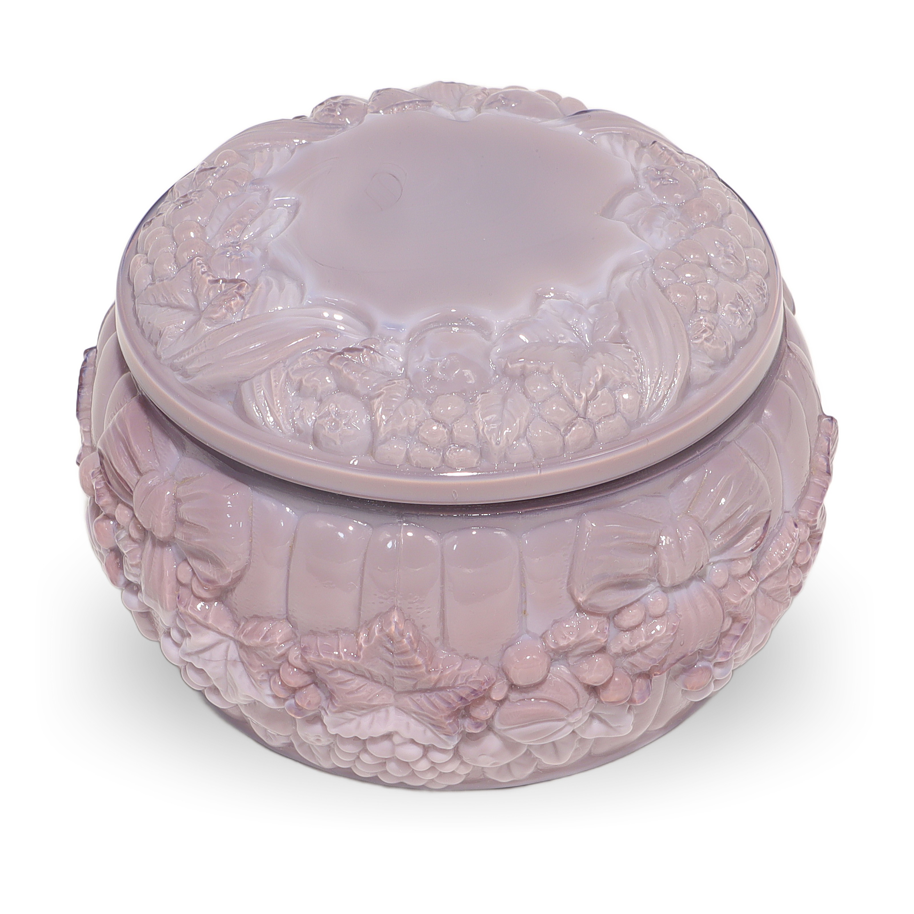 Curt Schlevogt Purple Malachite Glass Bonbonniere Detailed View Thumbnail for Curt Schlevogt Purple Malachite Glass Bonbonniere - Art Nouveau Trinket Box - Vintage Candy Jar