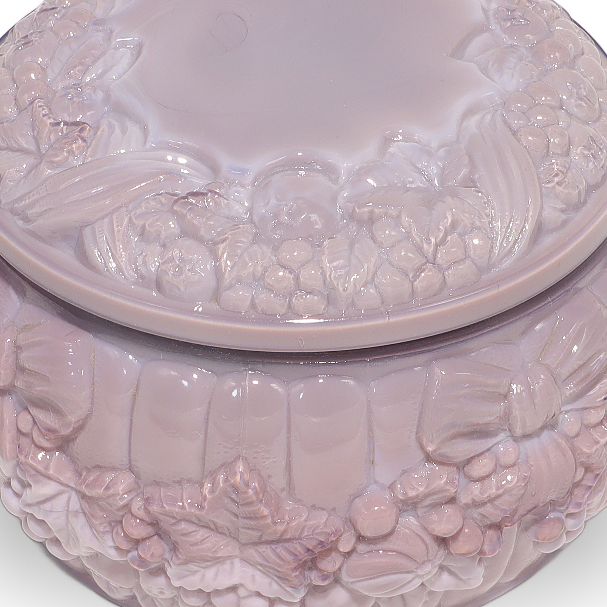 Curt Schlevogt Purple Malachite Glass Bonbonniere Detailed View Thumbnail for Curt Schlevogt Purple Malachite Glass Bonbonniere - Art Nouveau Trinket Box - Vintage Candy Jar