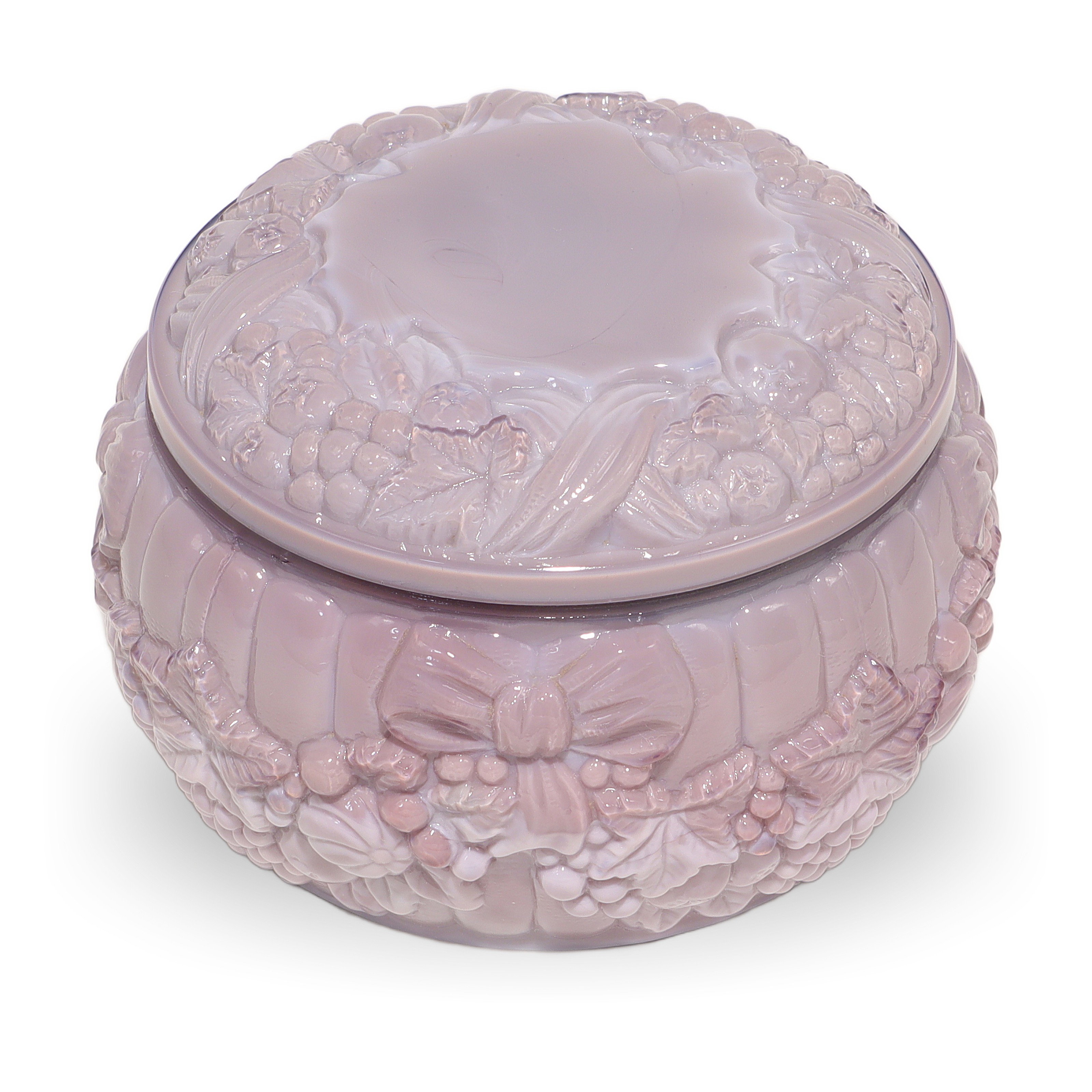 Curt Schlevogt Purple Malachite Glass Bonbonniere Decorative Lidded Box Thumbnail for Curt Schlevogt Purple Malachite Glass Bonbonniere - Art Nouveau Trinket Box - Vintage Candy Jar