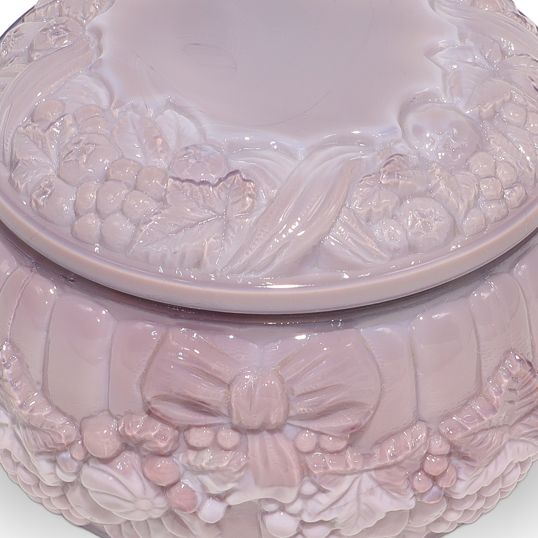 Curt Schlevogt Purple Malachite Glass Bonbonniere Detailed View Thumbnail for Curt Schlevogt Purple Malachite Glass Bonbonniere - Art Nouveau Trinket Box - Vintage Candy Jar