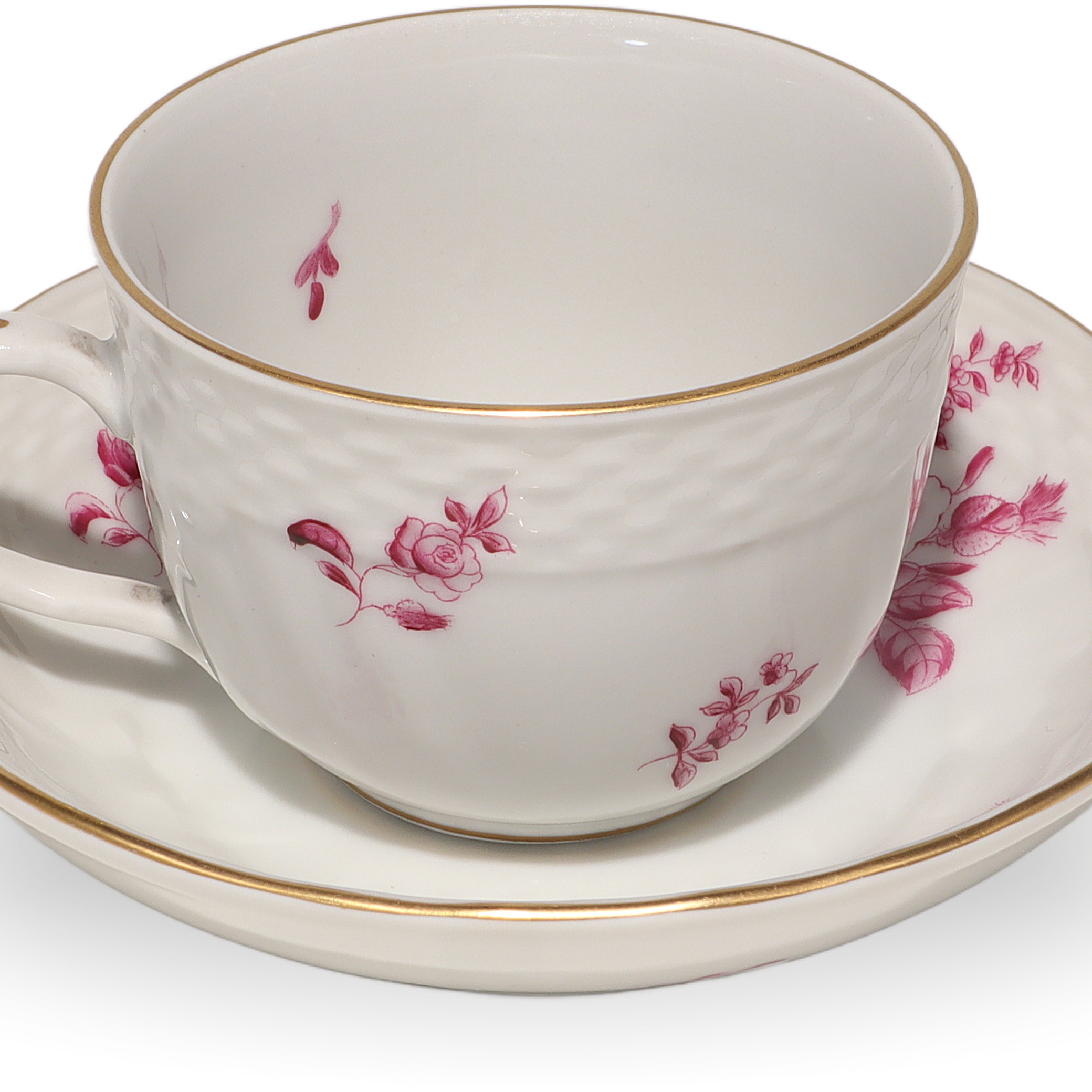 Herend Antique Raspberry Rose Coffee Cup Saucer Detailed View Thumbnail for Herend Antique Raspberry Rose Coffee Cup Saucer - Porcelain - Hungary - Hand Painted - 1950s - Floral Motif