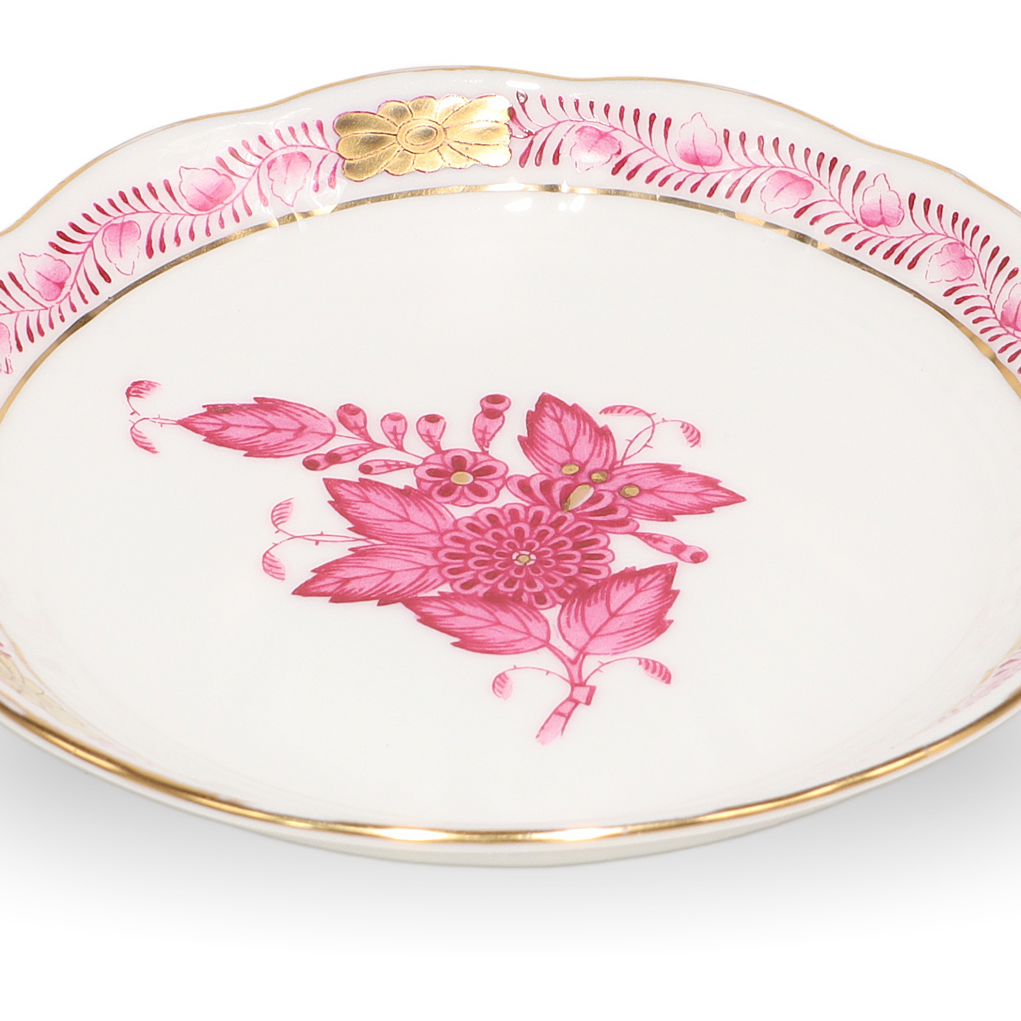 Herend Porcelain Apponyi Pur Pur Hand Painted Floral Dish Chinese Bouquet Detailed View Thumbnail for Herend Porcelain Apponyi Pur Pur Hand Painted Floral Dish - Chinese Bouquet Trinket Tray