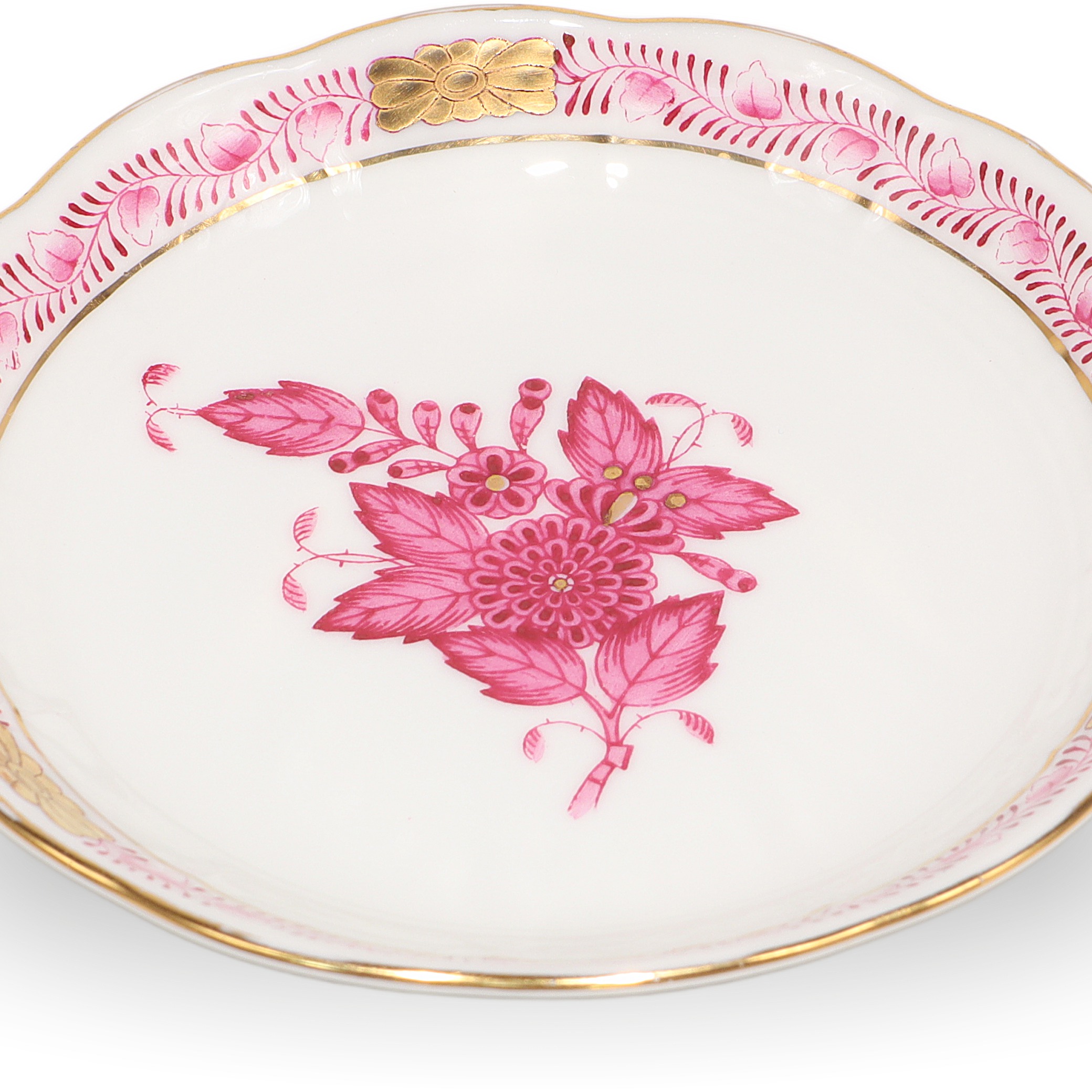 Herend Porcelain Apponyi Pur Pur Hand Painted Floral Dish Detailed View Thumbnail for Herend Porcelain Apponyi Pur Pur Hand Painted Floral Dish - Chinese Bouquet Trinket Tray