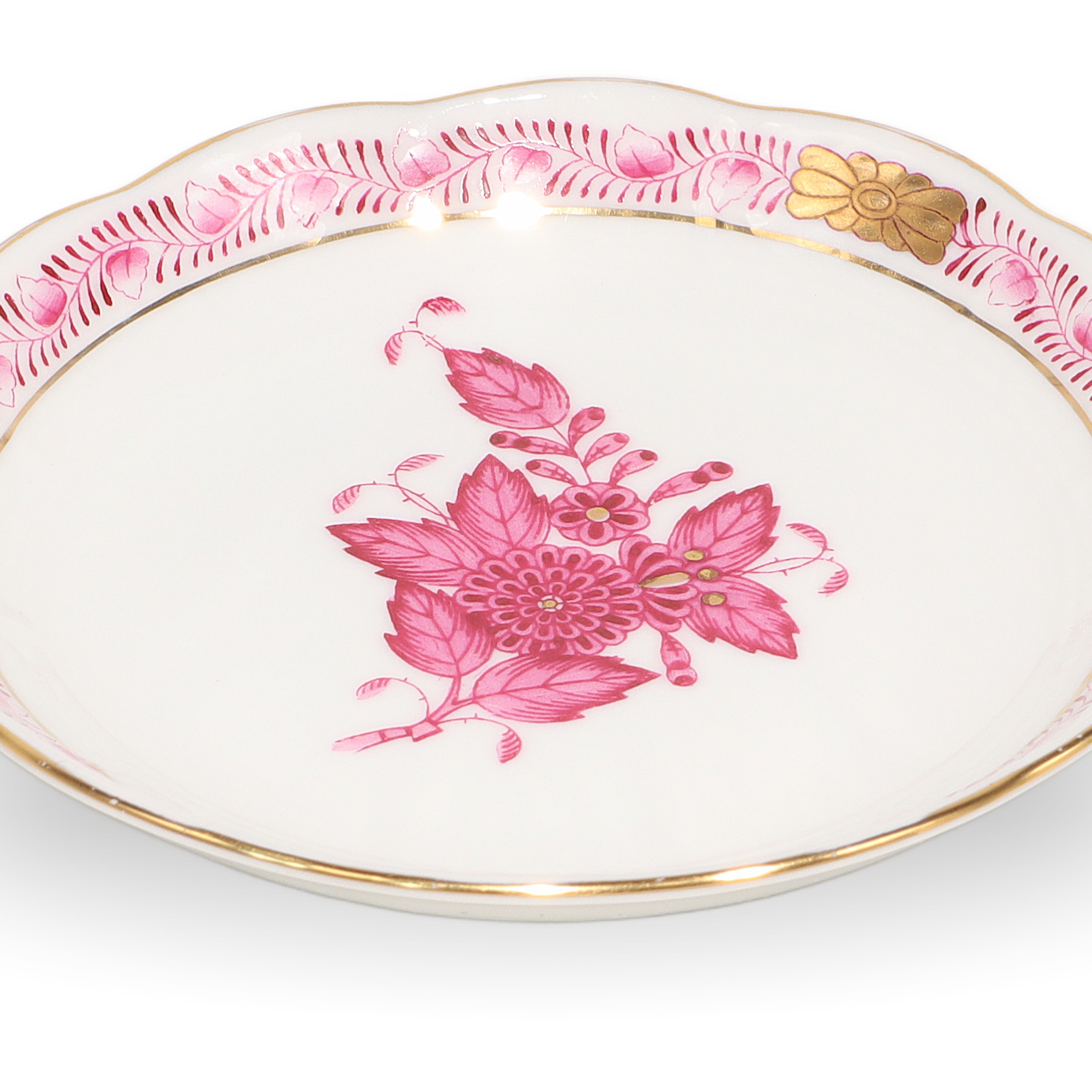 Herend Porcelain Apponyi Pur Pur Hand Painted Floral Dish Detailed View Thumbnail for Herend Porcelain Apponyi Pur Pur Hand Painted Floral Dish - Chinese Bouquet Trinket Tray