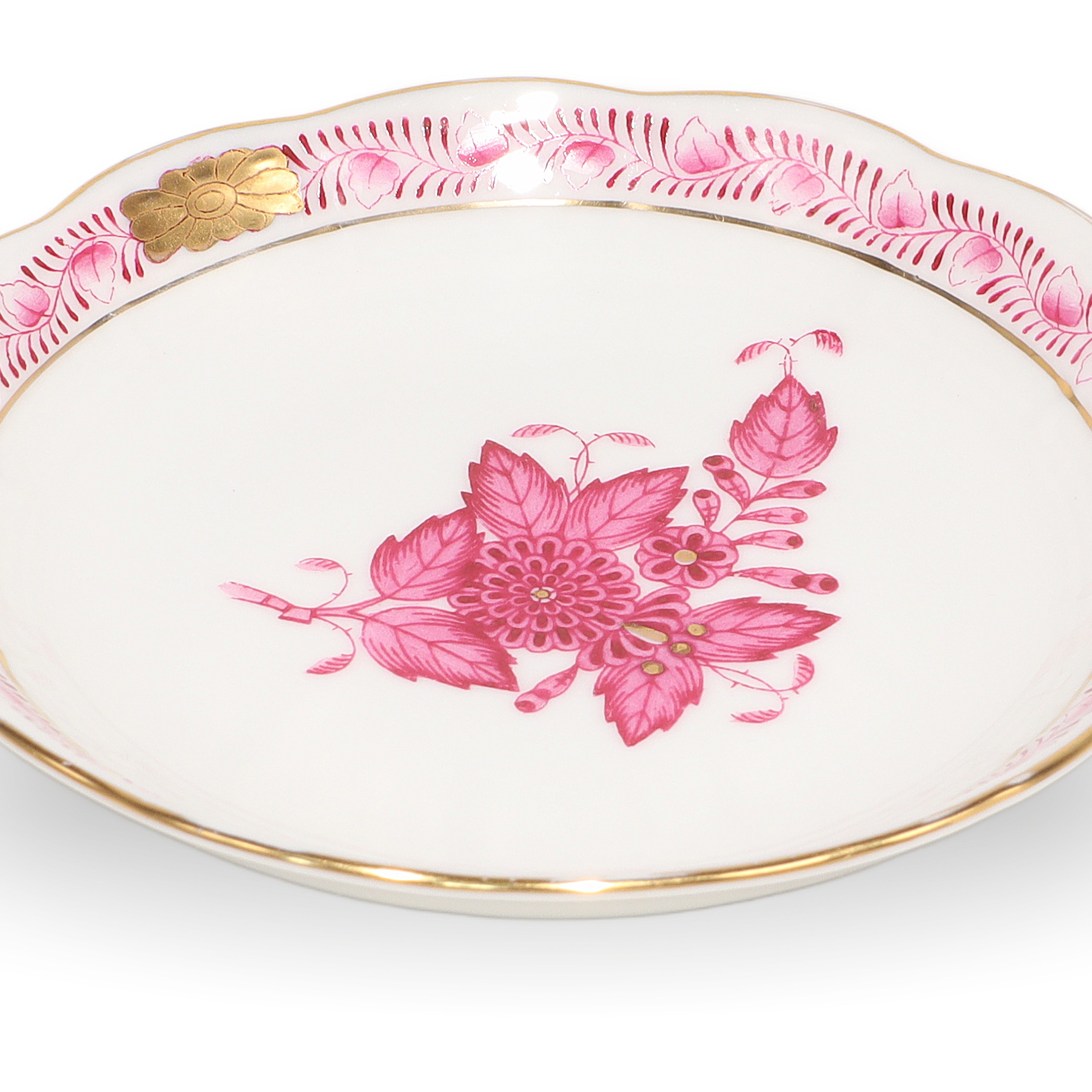 Herend Porcelain Apponyi Pur Pur Hand Painted Floral Dish Detailed View Thumbnail for Herend Porcelain Apponyi Pur Pur Hand Painted Floral Dish - Chinese Bouquet Trinket Tray