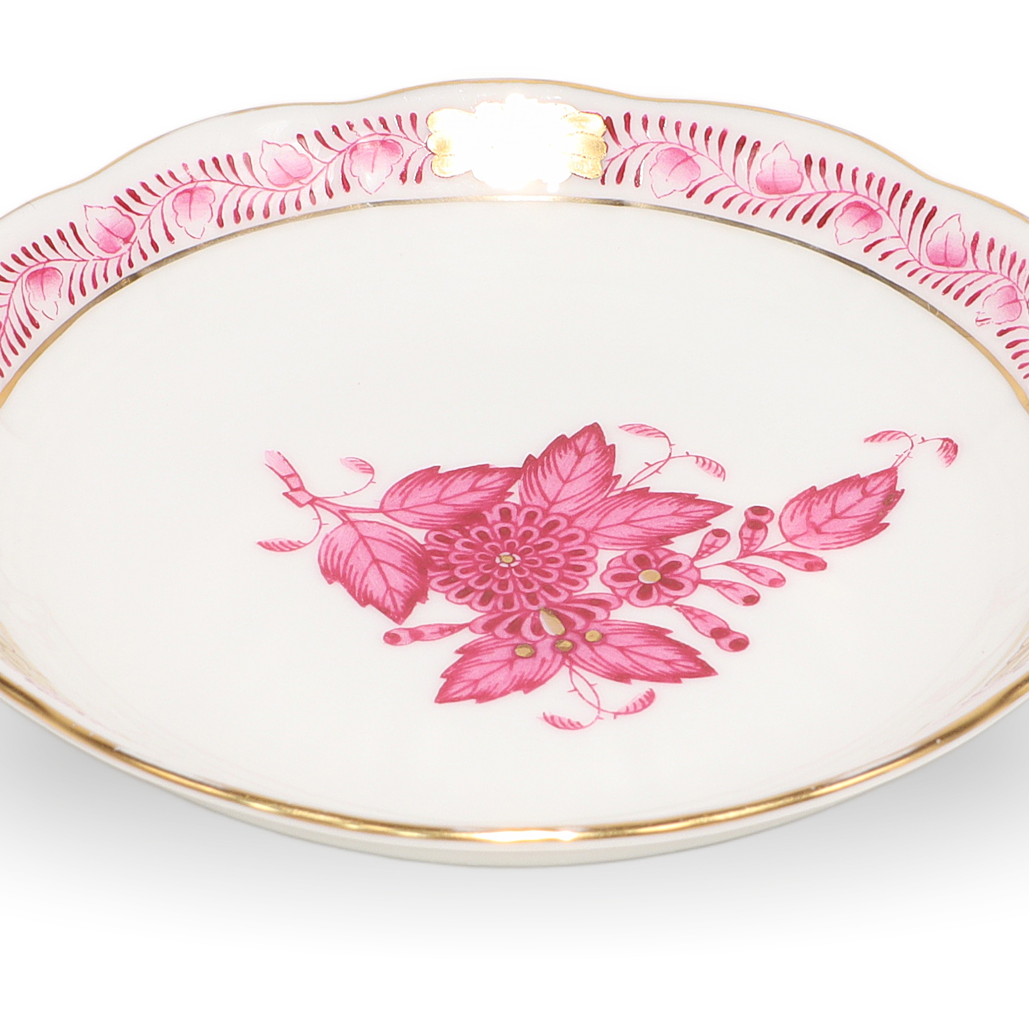 Herend Porcelain Apponyi Pur Pur Hand Painted Floral Dish Chinese Bouquet Detailed View Thumbnail for Herend Porcelain Apponyi Pur Pur Hand Painted Floral Dish - Chinese Bouquet Trinket Tray