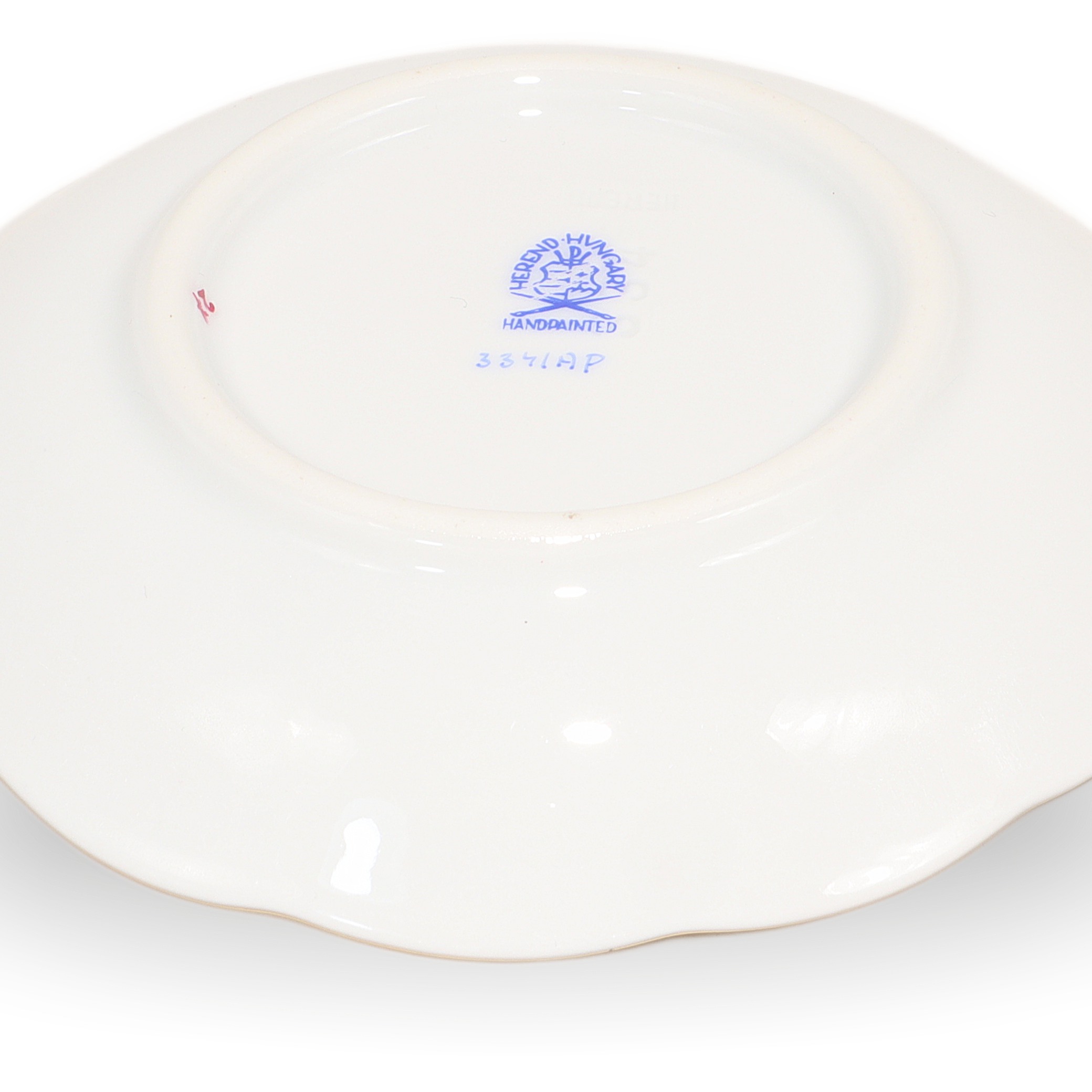 Herend Porcelain Apponyi Pur Pur Floral Dish Bottom View Thumbnail for Herend Porcelain Apponyi Pur Pur Hand Painted Floral Dish - Chinese Bouquet Trinket Tray