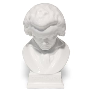 Herend Beethoven bust white porcelain sculpture close up, classic decorative gift statue