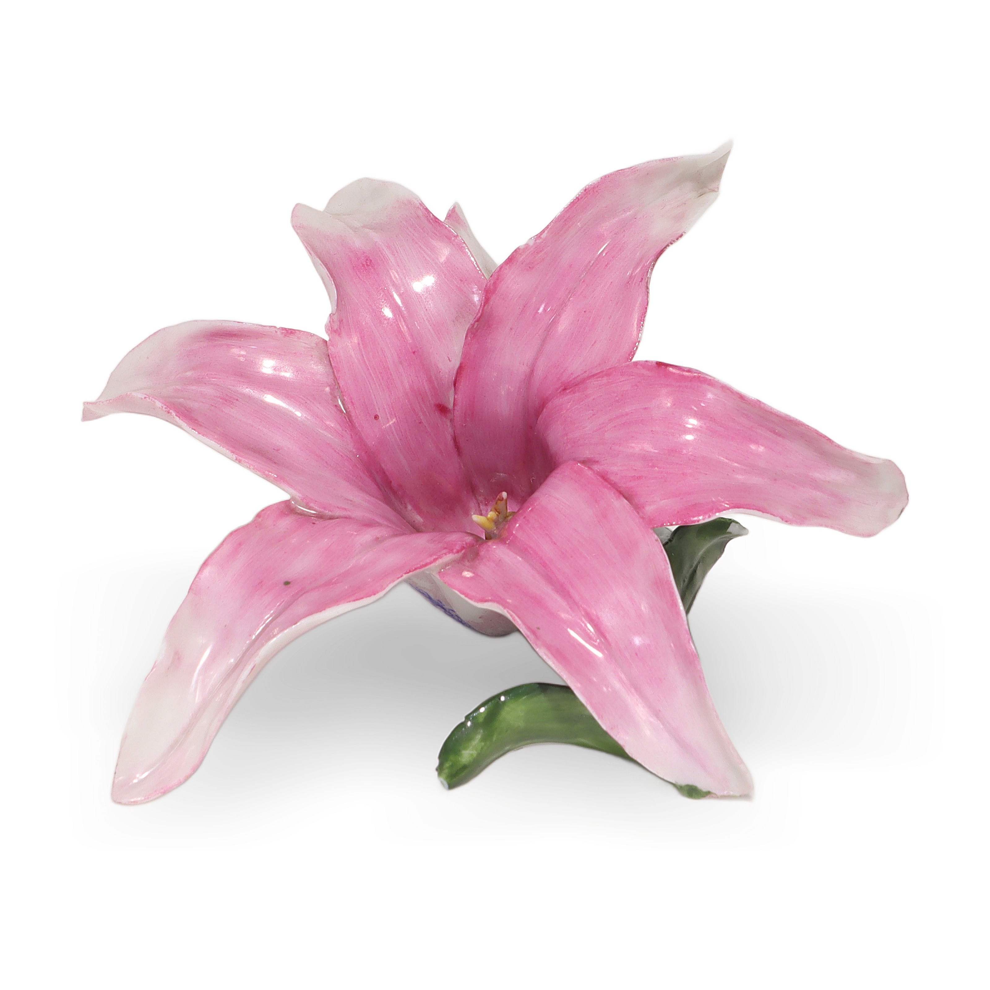 Herend porcelain pink lily flower figurine, hand-painted fine porcelain floral decor, luxury collectible gift
