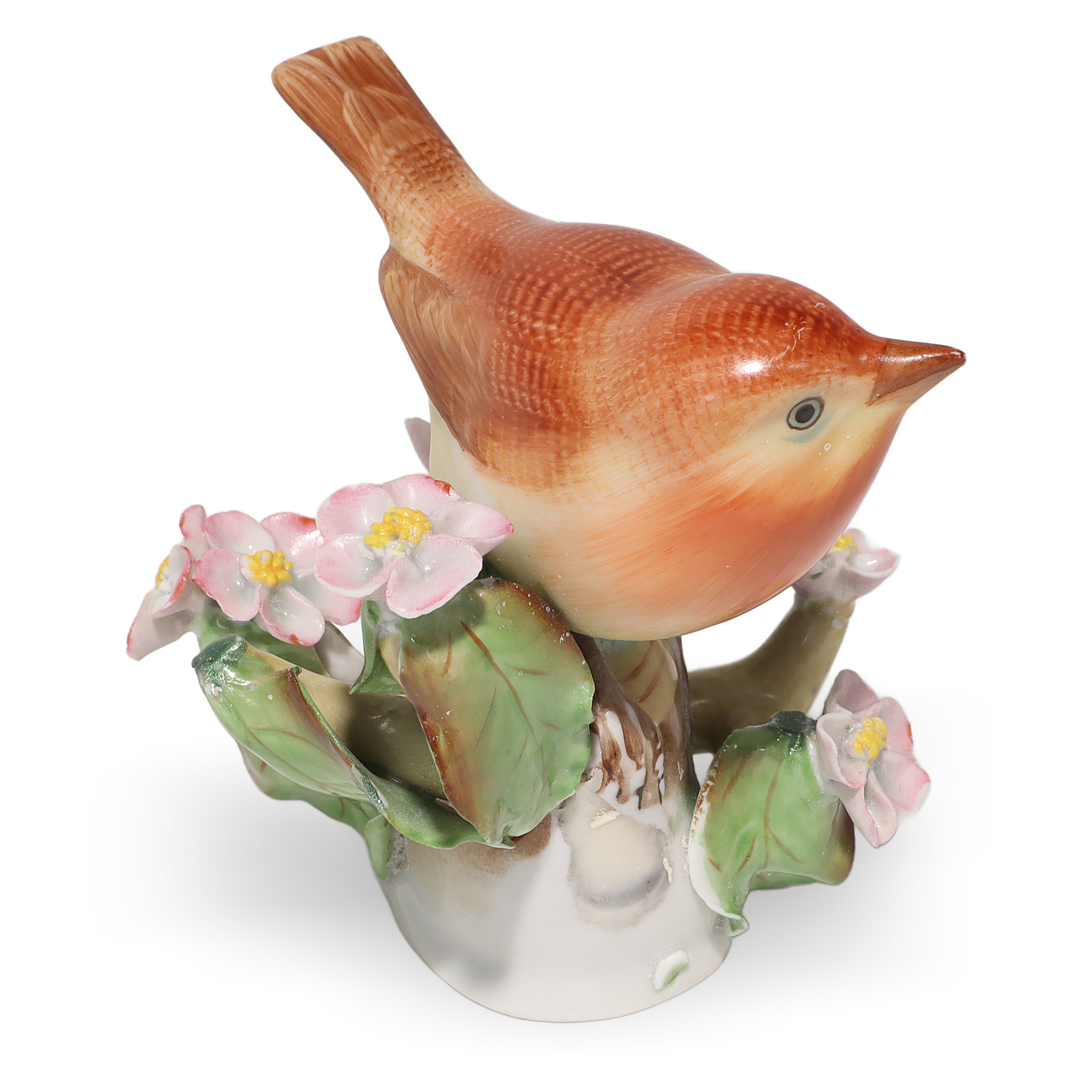 Herend Robin Bird Figurine Porcelain Collectible with Flowers Thumbnail for Herend Robin Bird Figurine - Hand Painted - Porcelain Collectible - Vintage Home Decor