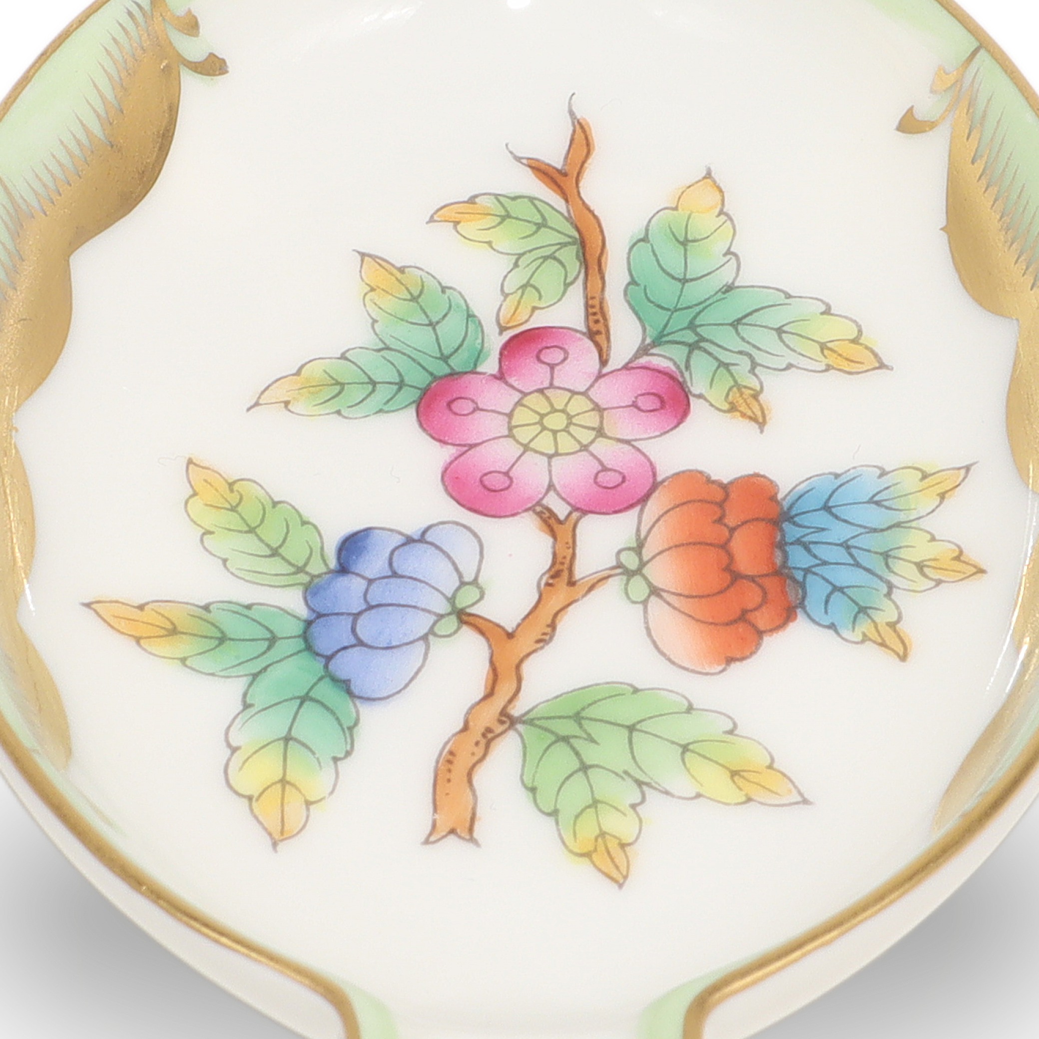Herend Victoria Ash Tray Detailed View Thumbnail for Herend Victoria Ash Tray - Hand Painted Porcelain Trinket Dish - Butterfly Motif