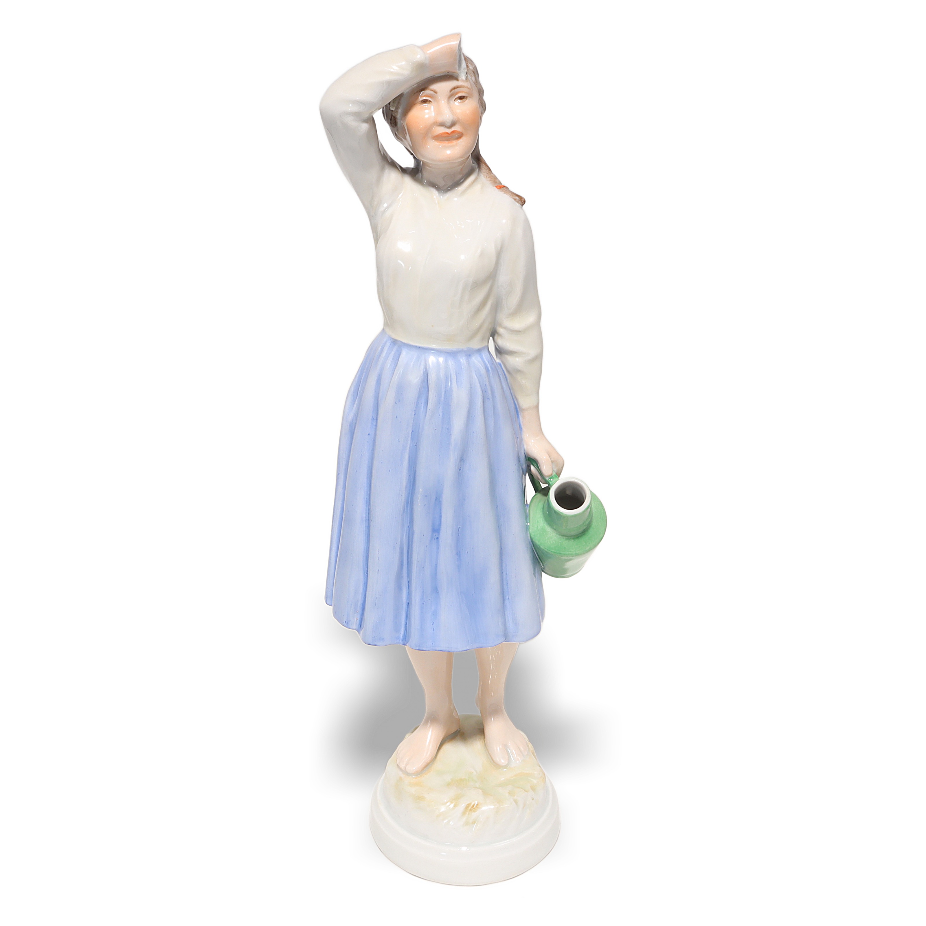 Herend Water Carrier Lady Pitcher Figurine Porcelain Collectible Herend figurine water carrier lady pitcher porcelain hand-painted collectible statue