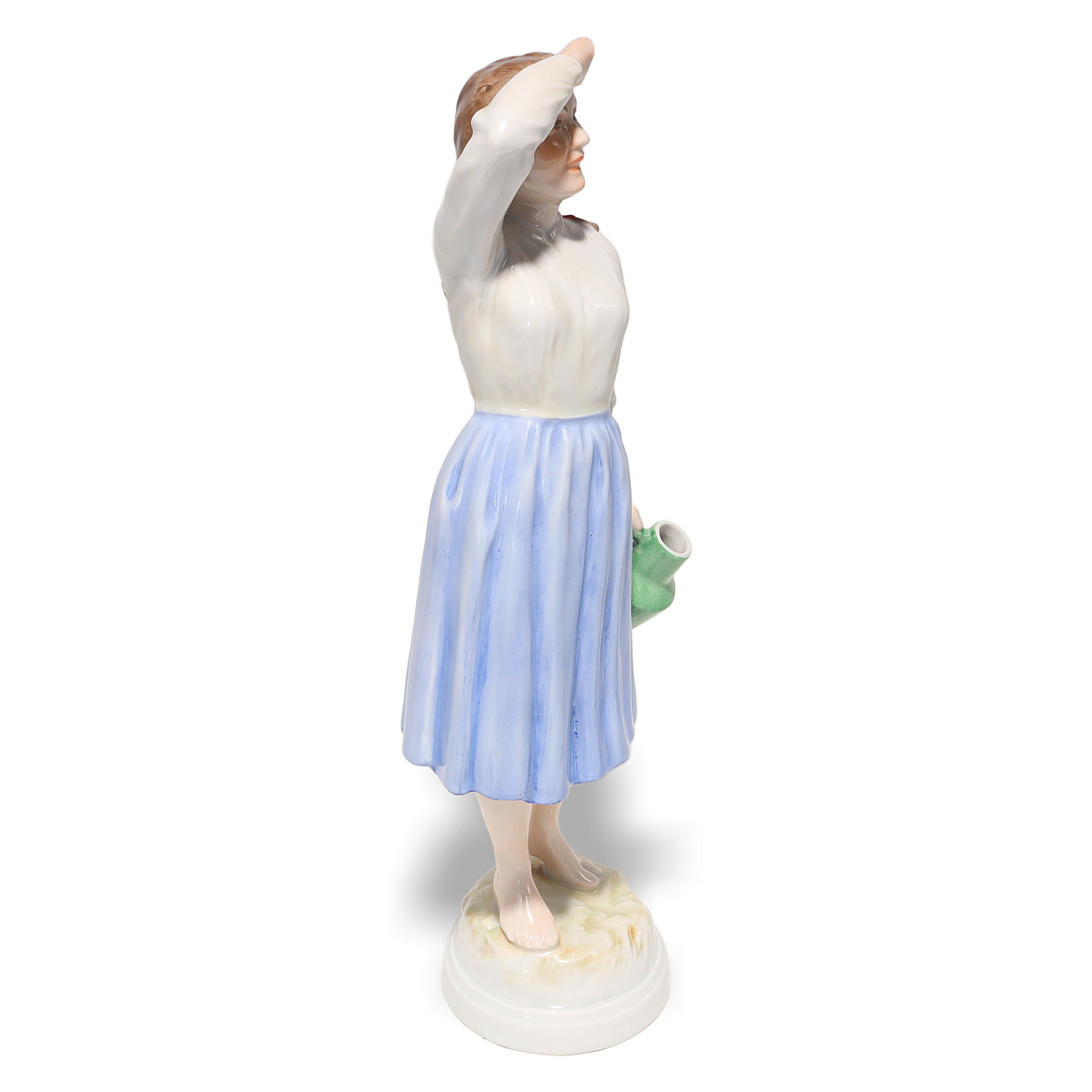 Herend Water Carrier Lady Pitcher Figurine Side View Thumbnail for Herend Water Carrier Lady Pitcher Figurine - Hungarian Porcelain Statue - Damaged