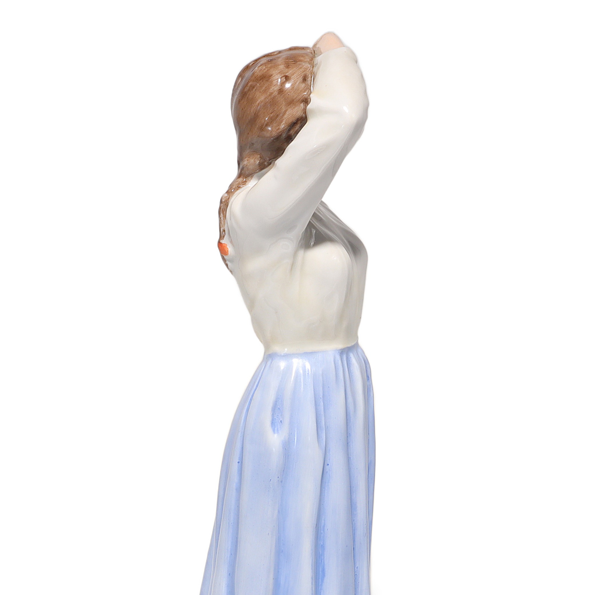 Herend Water Carrier Lady Pitcher Figurine Detailed Side View Thumbnail for Herend Water Carrier Lady Pitcher Figurine - Hungarian Porcelain Statue - Damaged