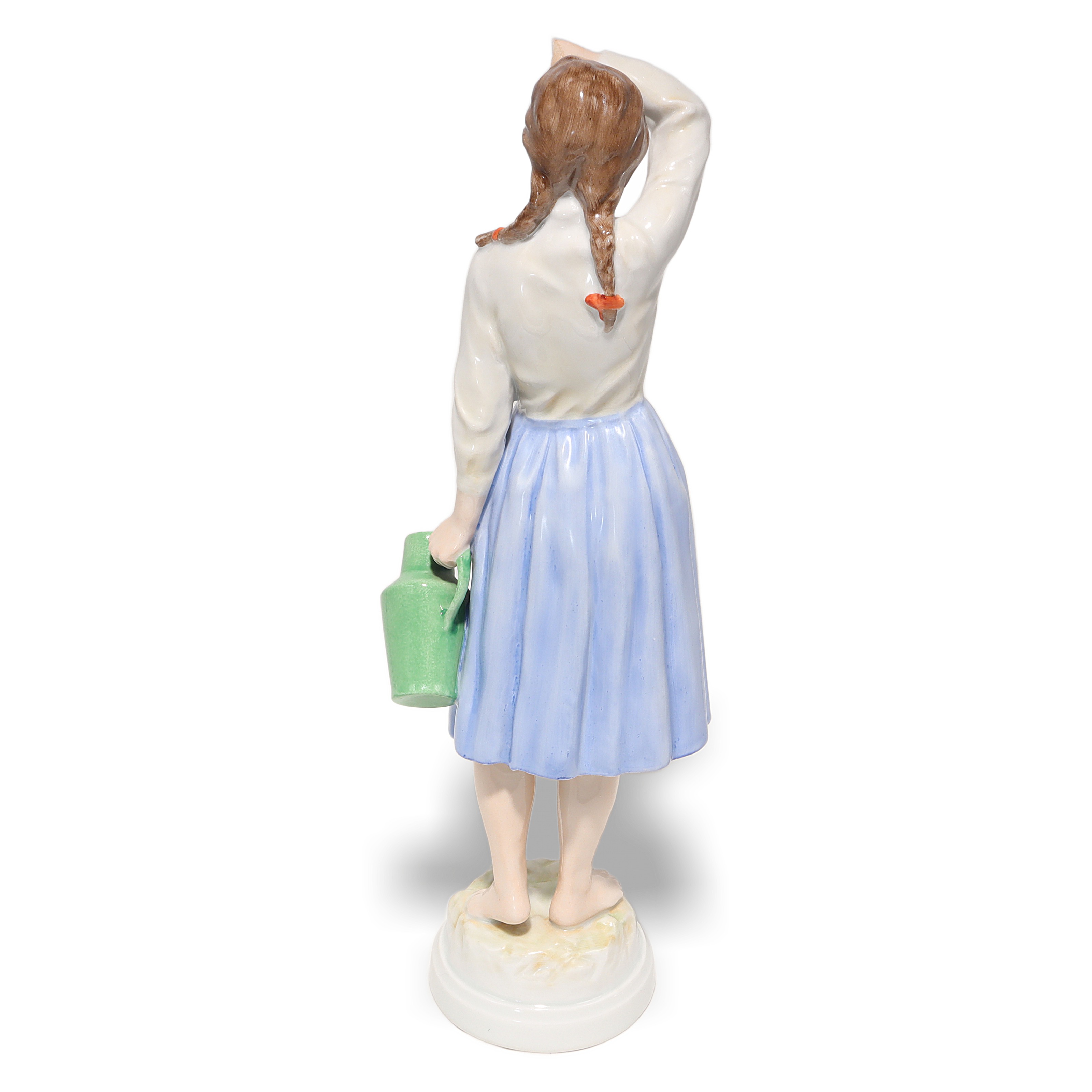 Herend Water Carrier Lady Pitcher Figurine Rear View Thumbnail for Herend Water Carrier Lady Pitcher Figurine - Hungarian Porcelain Statue - Damaged