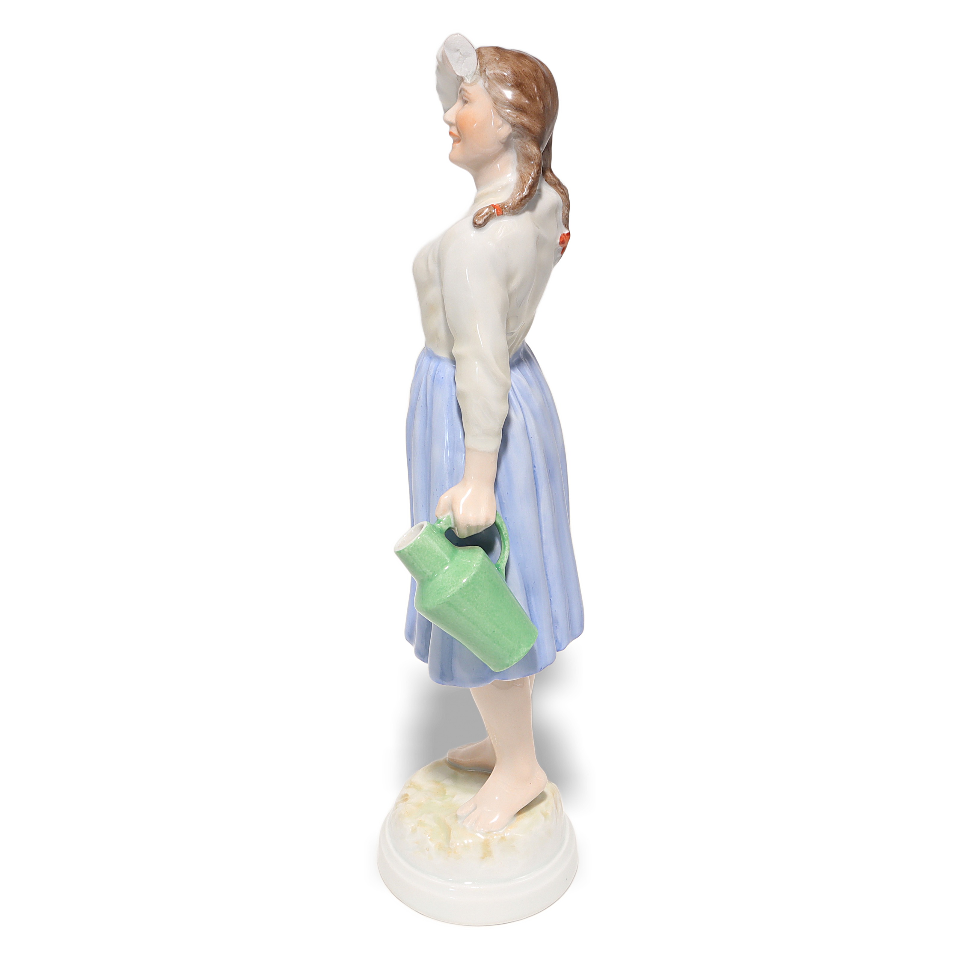 Herend Water Carrier Lady Pitcher Figurine Side View Thumbnail for Herend Water Carrier Lady Pitcher Figurine - Hungarian Porcelain Statue - Damaged