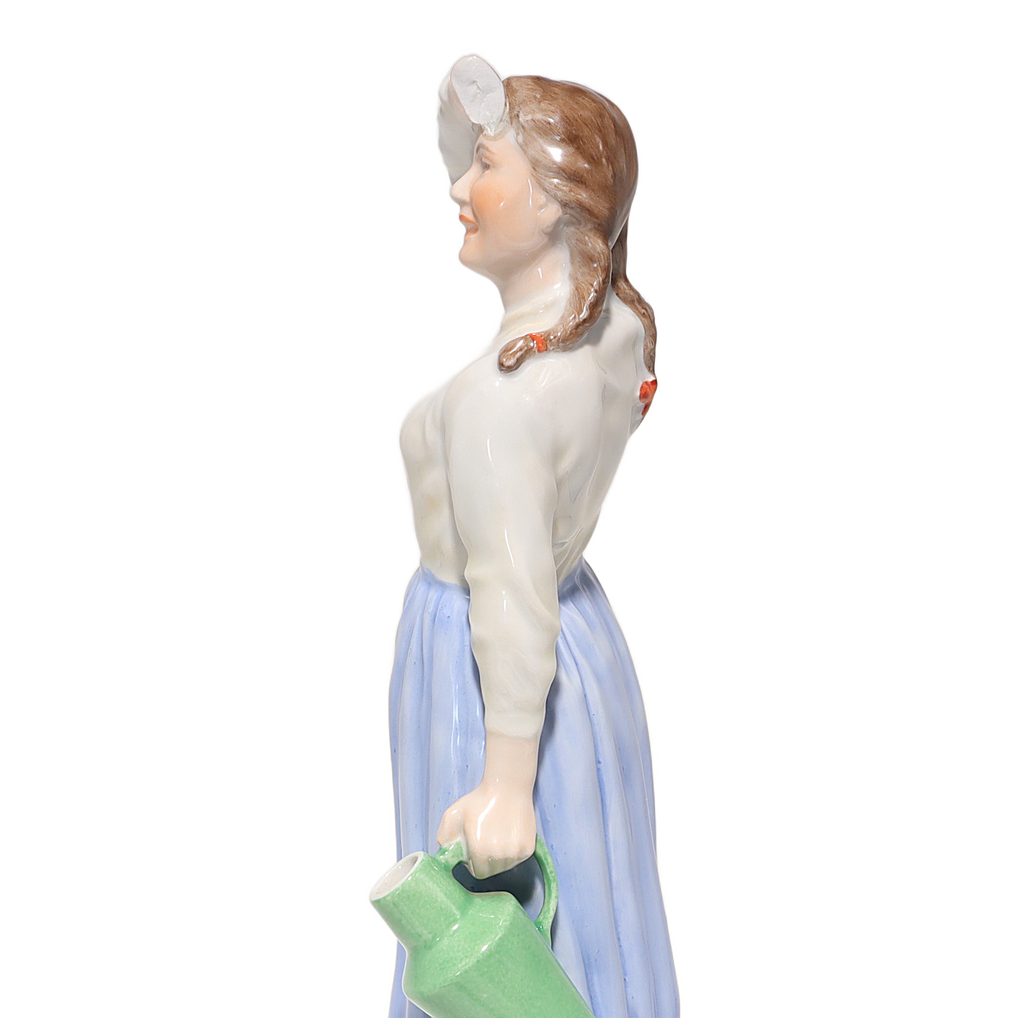 Herend Water Carrier Lady Pitcher Figurine Detailed Side View Thumbnail for Herend Water Carrier Lady Pitcher Figurine - Hungarian Porcelain Statue - Damaged
