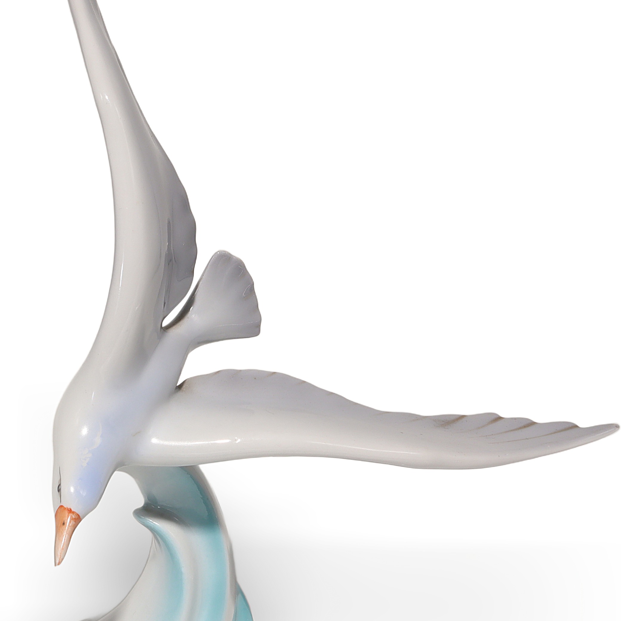 Hollohaza Seagull Porcelain Bird Figurine Detailed View Thumbnail for Hollohaza Seagull Porcelain Bird Figurine - Hand Painted Vintage - Collectible Hungarian Animal Statue