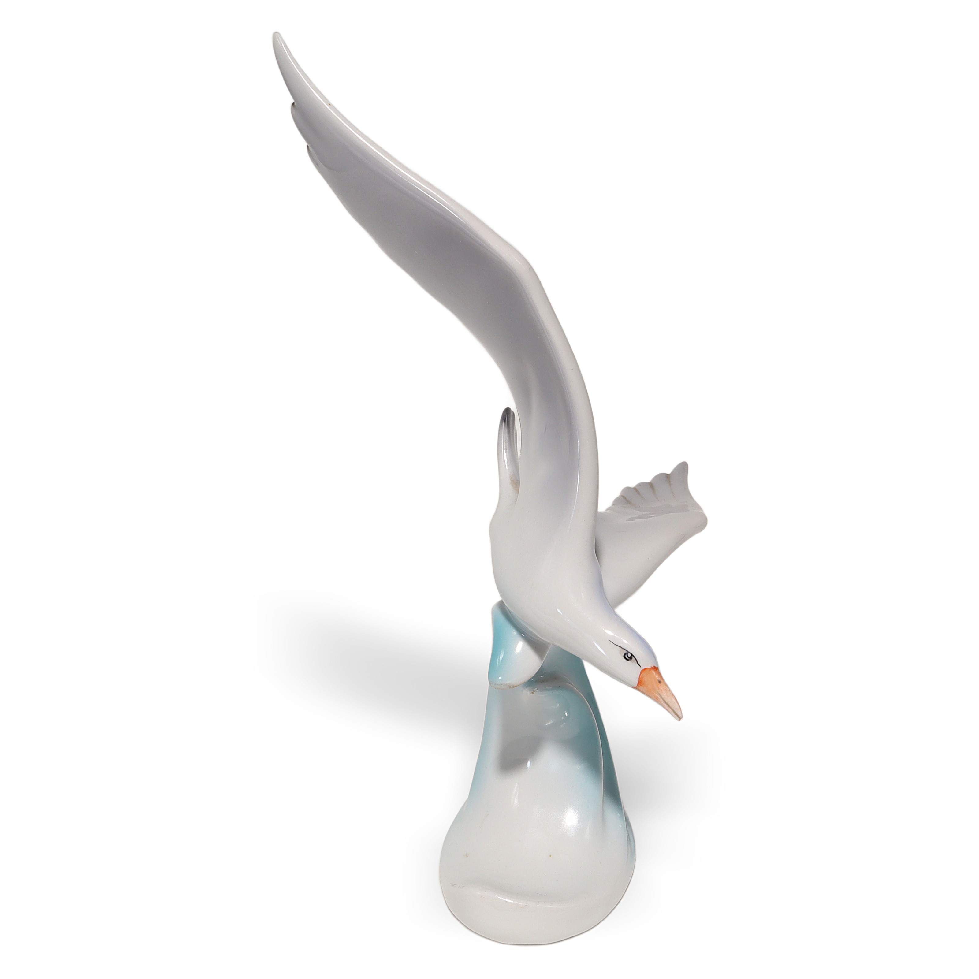 Hollohaza Seagull Porcelain Bird Figurine Elegant Collectible Thumbnail for Hollohaza Seagull Porcelain Bird Figurine - Hand Painted Vintage - Collectible Hungarian Animal Statue