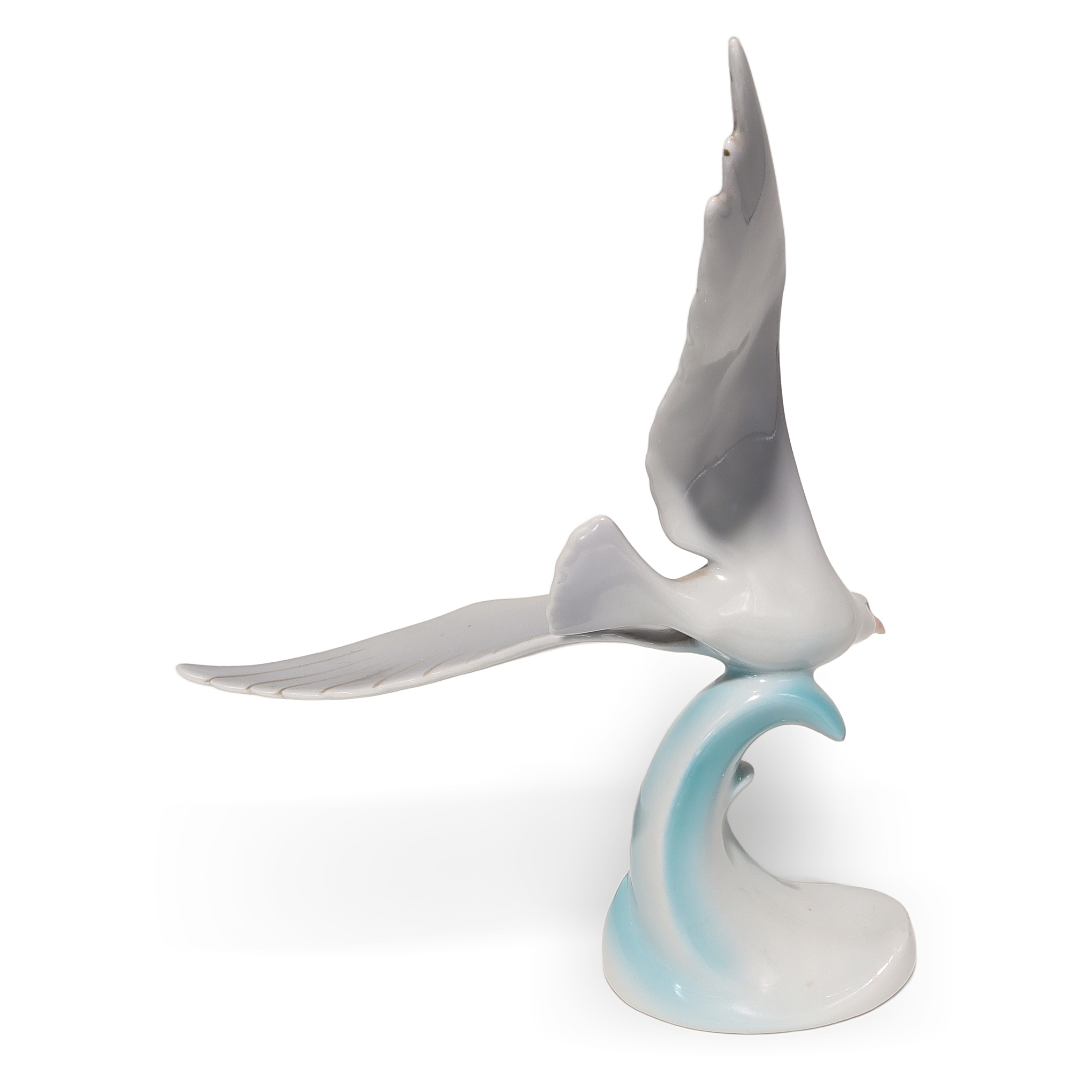 Hollohaza Seagull Porcelain Bird Figurine Elegant Collectible Thumbnail for Hollohaza Seagull Porcelain Bird Figurine - Hand Painted Vintage - Collectible Hungarian Animal Statue