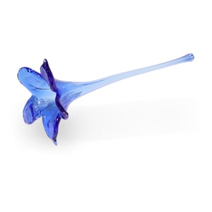 Paradi crystal glass handmade flower, elegant blue glass art decor, unique floral sculpture