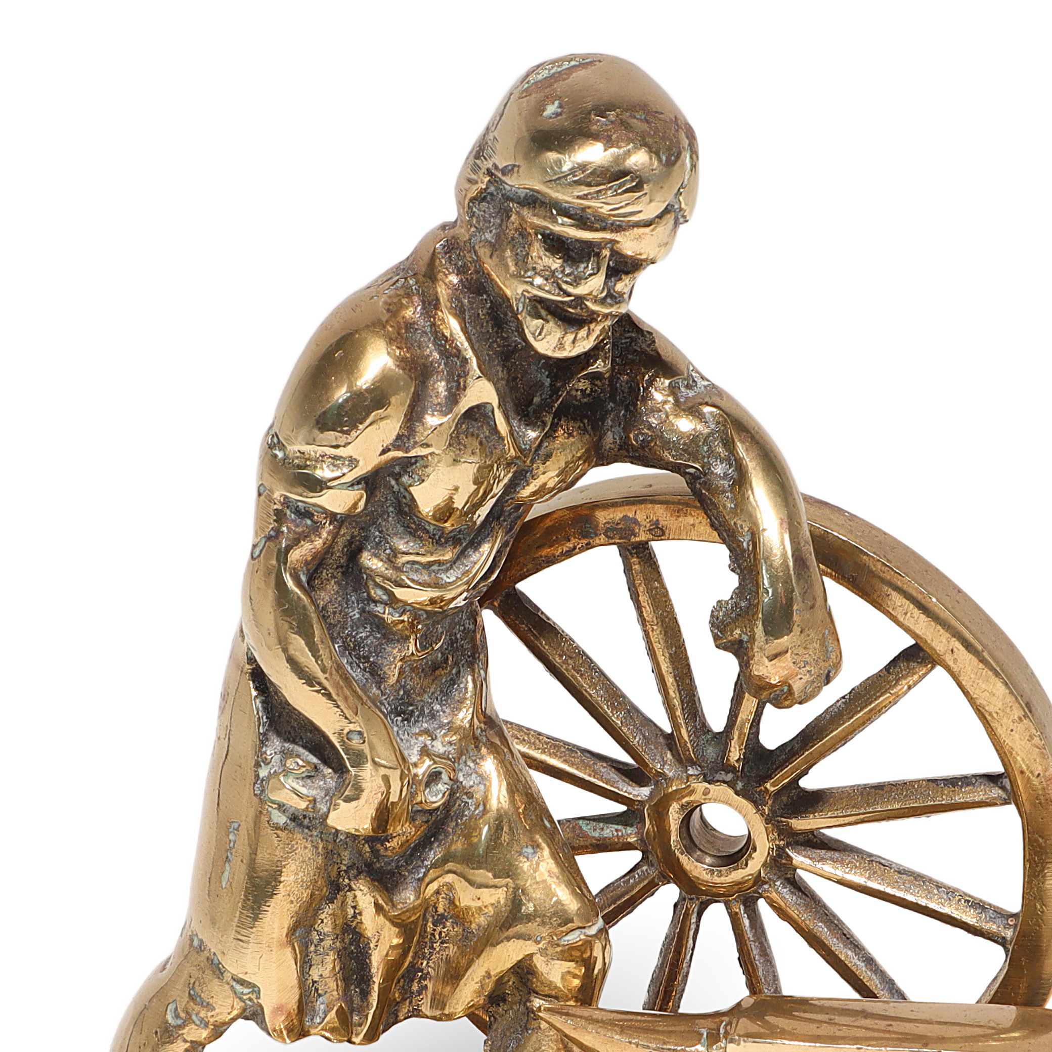 Thumbnail for Vintage Brass Blacksmith Figurine Anvil Wheel Sculpture - Industrial Desk Accessory - Classic Sculpture