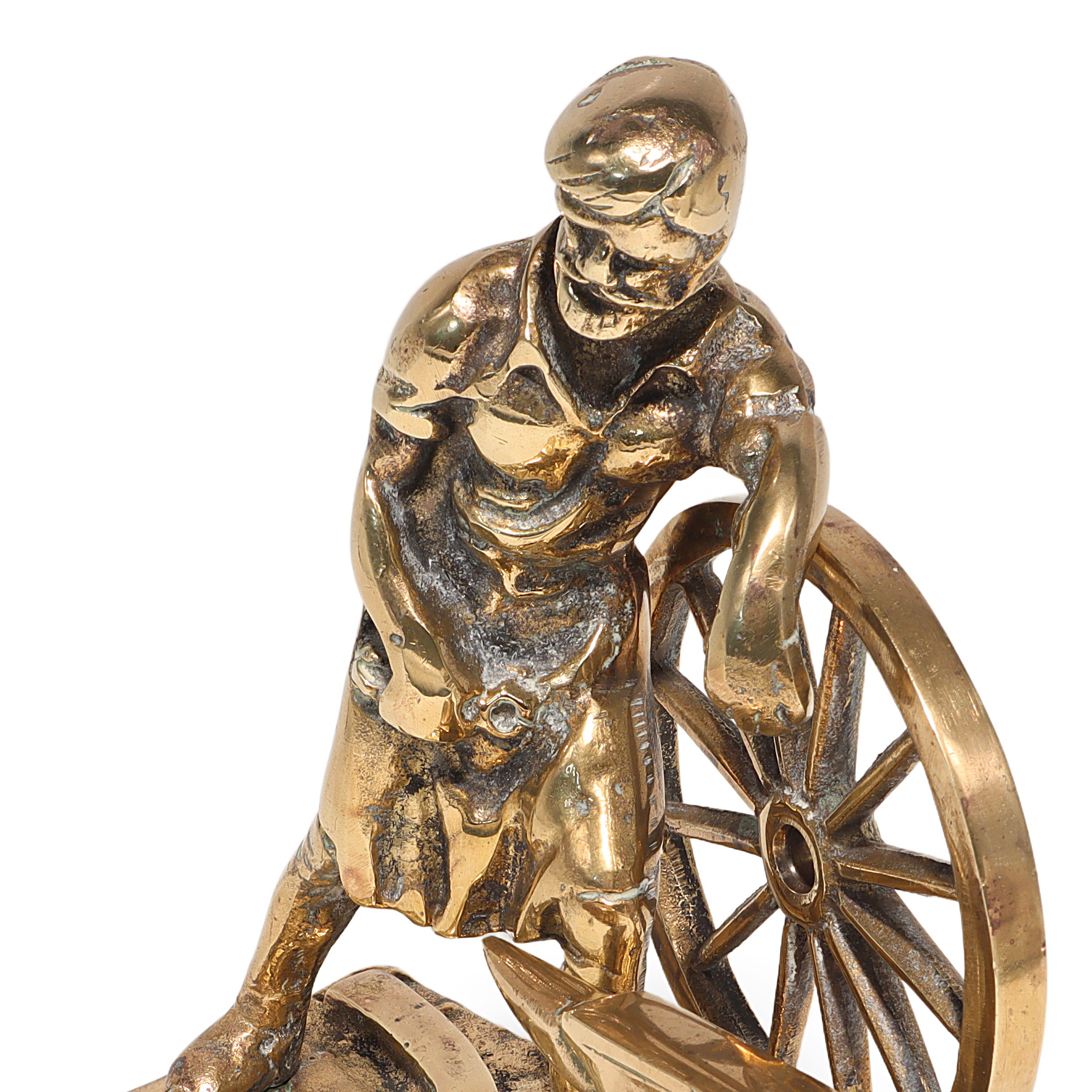 Thumbnail for Vintage Brass Blacksmith Figurine Anvil Wheel Sculpture - Industrial Desk Accessory - Classic Sculpture