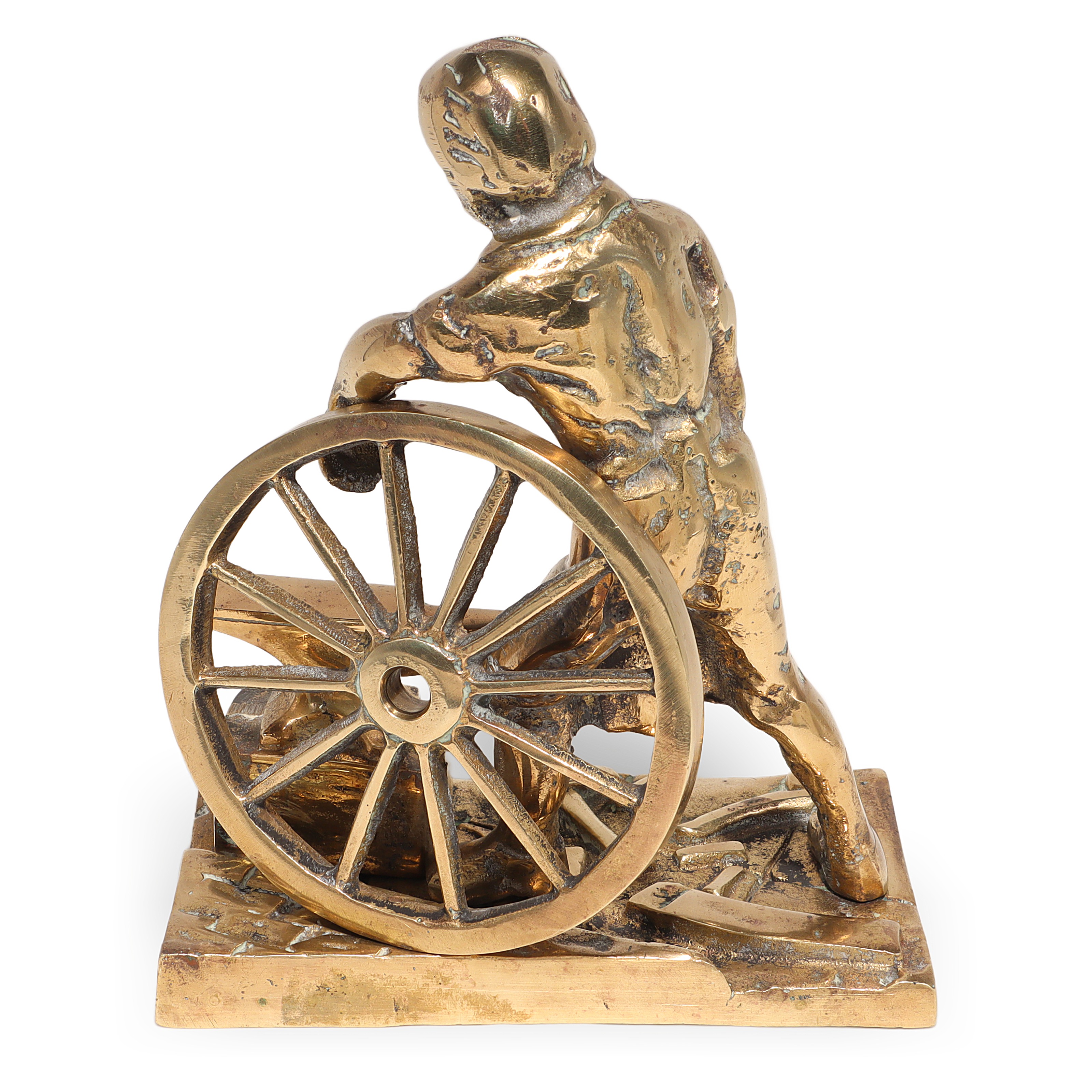 Thumbnail for Vintage Brass Blacksmith Figurine Anvil Wheel Sculpture - Industrial Desk Accessory - Classic Sculpture