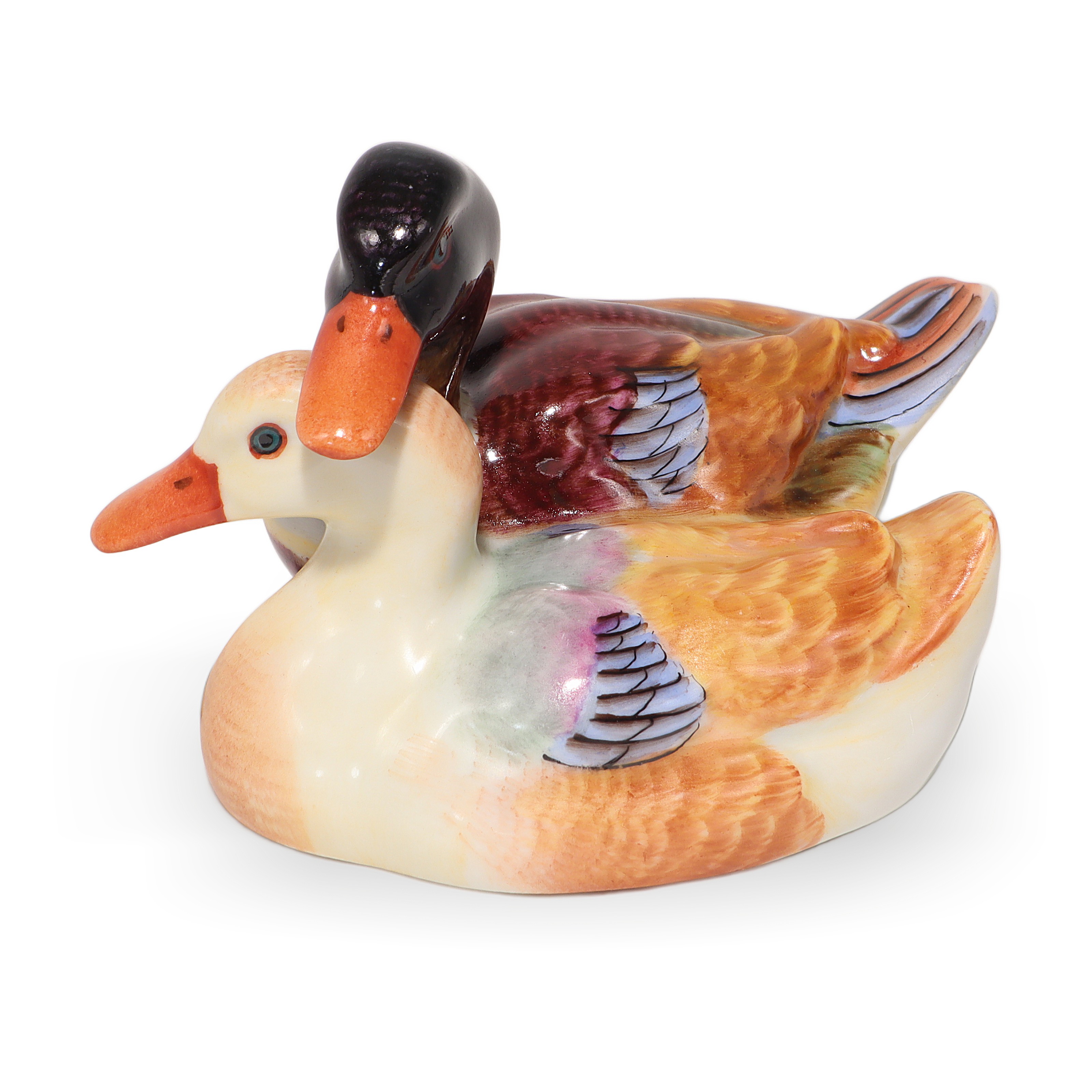 Herend mallard ducks porcelain figurine vintage hand-painted collectible detailed view