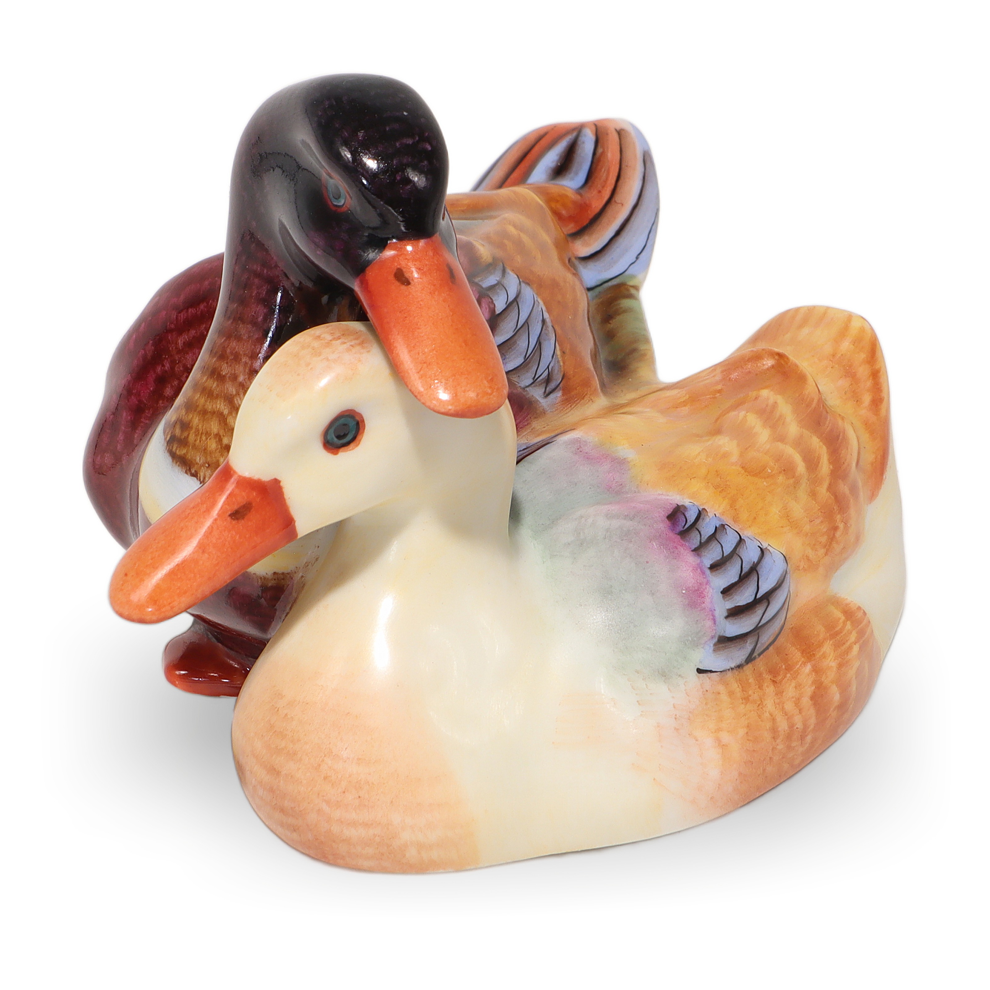 Thumbnail for Vintage Herend Mallard Ducks Porcelain Figurine - Hungary Hand Made - Mid Century