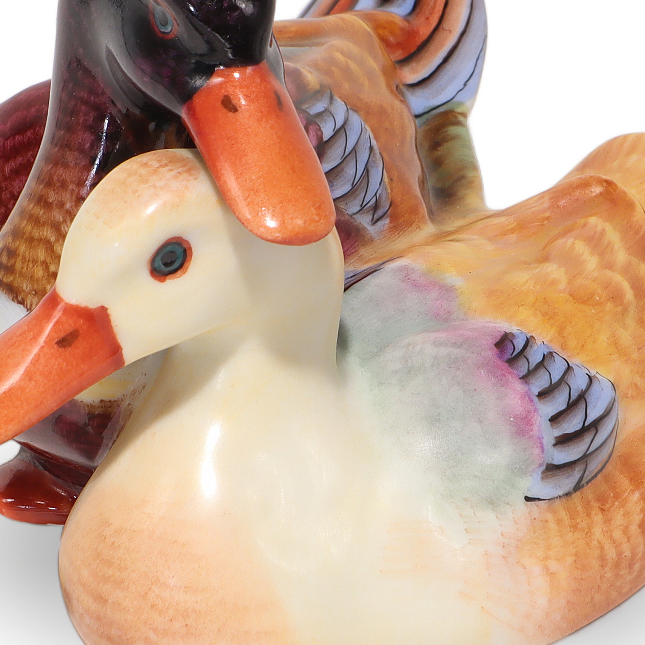 Thumbnail for Vintage Herend Mallard Ducks Porcelain Figurine - Hungary Hand Made - Mid Century