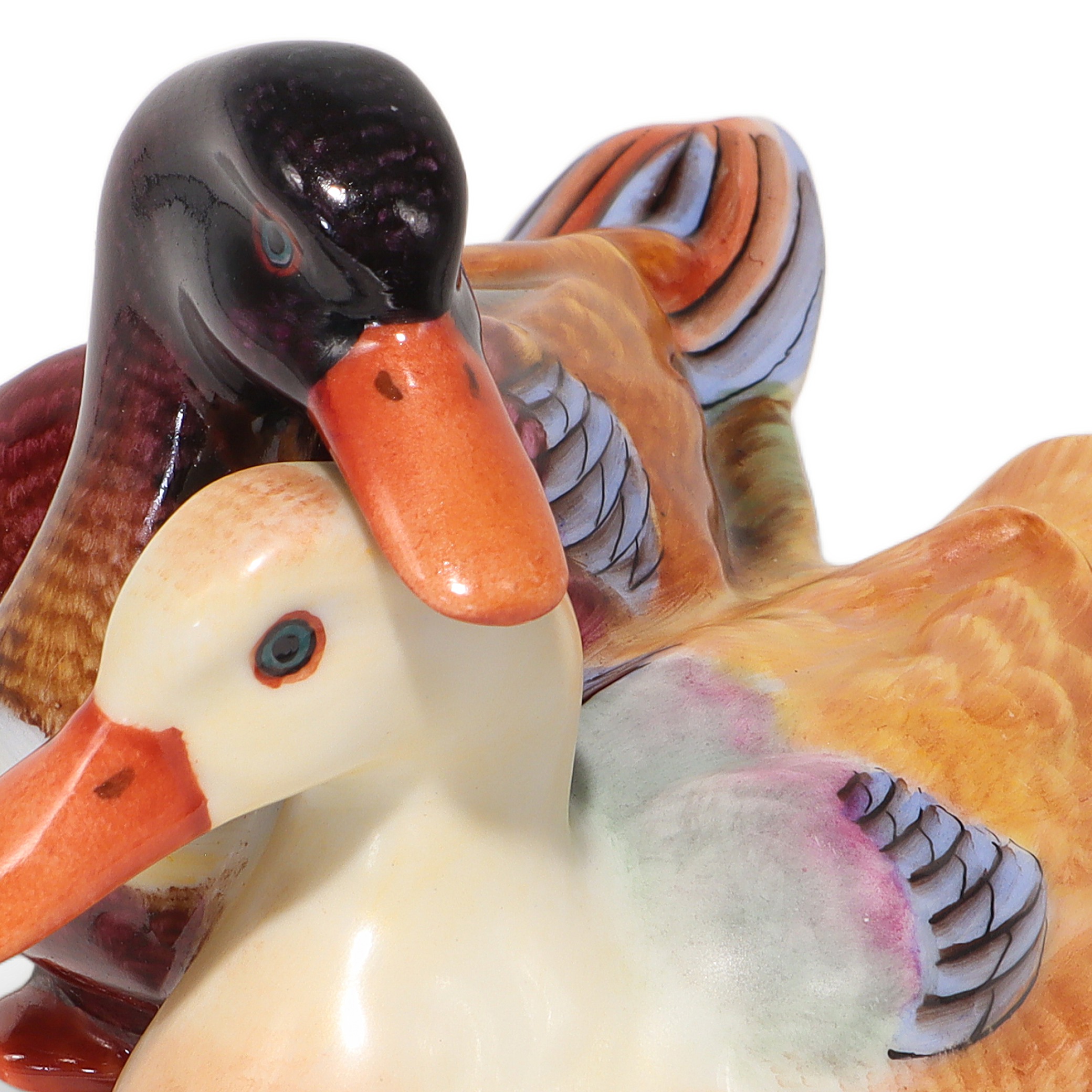 Thumbnail for Vintage Herend Mallard Ducks Porcelain Figurine - Hungary Hand Made - Mid Century