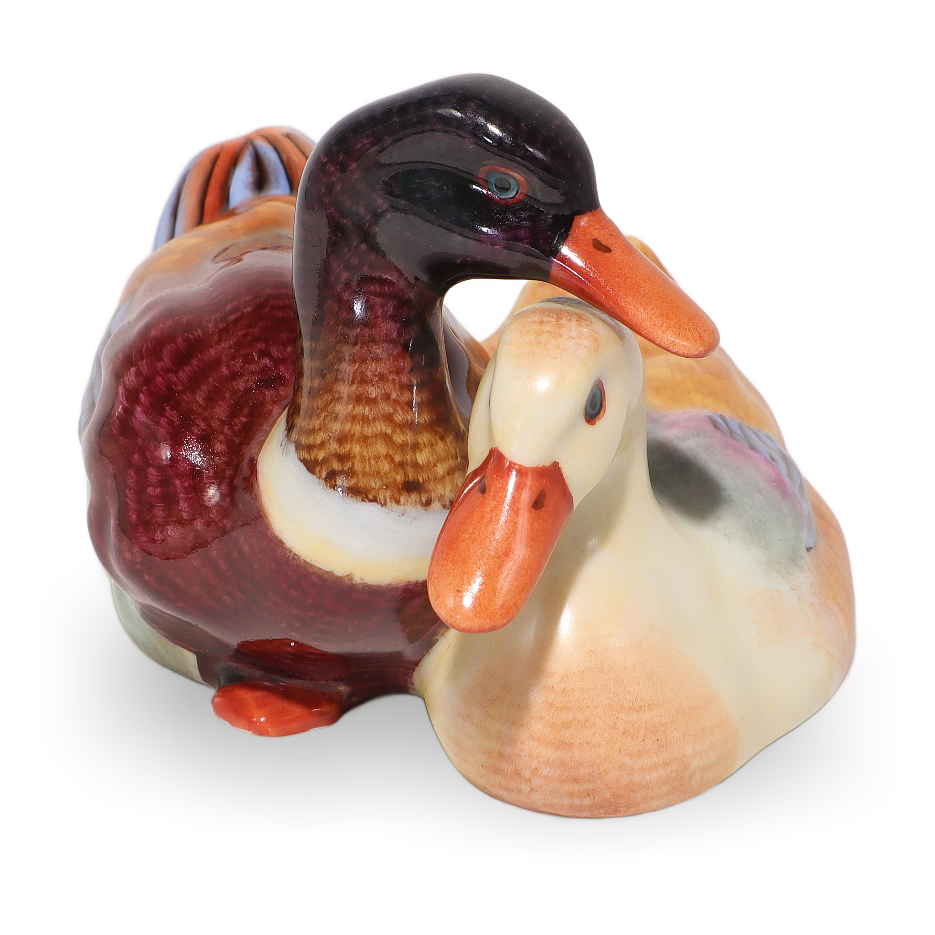 Thumbnail for Vintage Herend Mallard Ducks Porcelain Figurine - Hungary Hand Made - Mid Century
