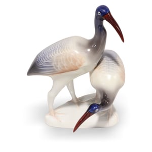 Hollohaza ibis figurine vintage porcelain bird statue collectible home decor