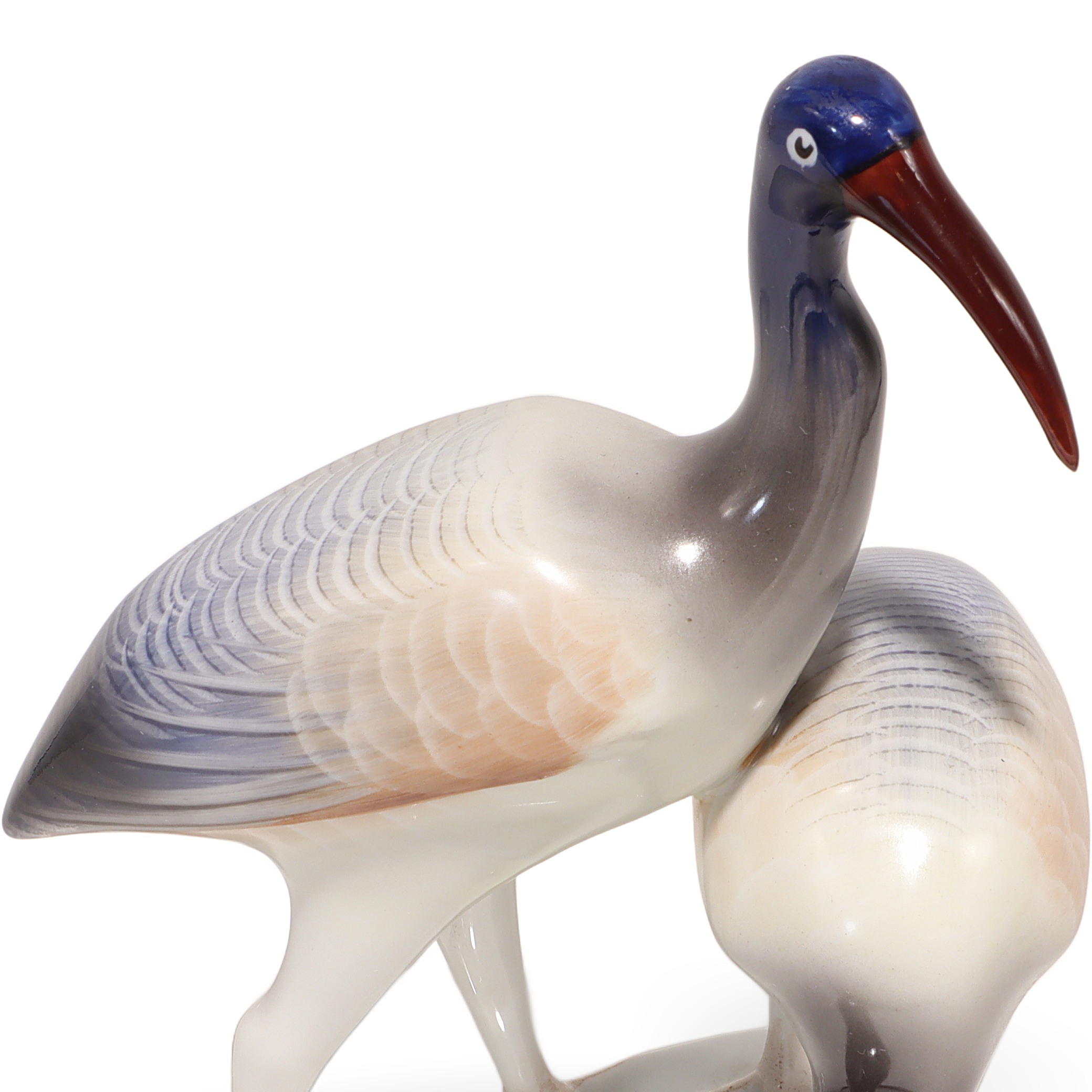 Vintage Hollohaza Ibis Figurine Detailed View Thumbnail for Vintage Hollohaza Ibis Figurine - Porcelain Heron Statue - Hungarian Collectible Decor