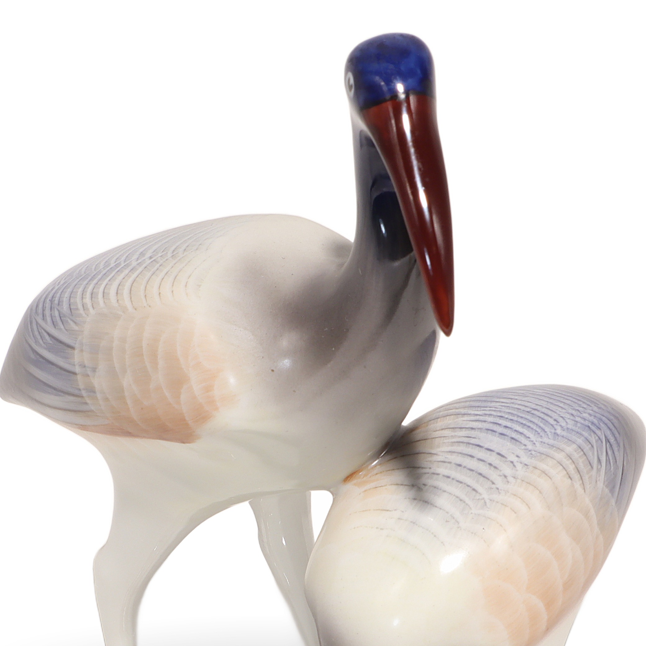 Vintage Hollohaza Ibis Figurine Detailed View Thumbnail for Vintage Hollohaza Ibis Figurine - Porcelain Heron Statue - Hungarian Collectible Decor