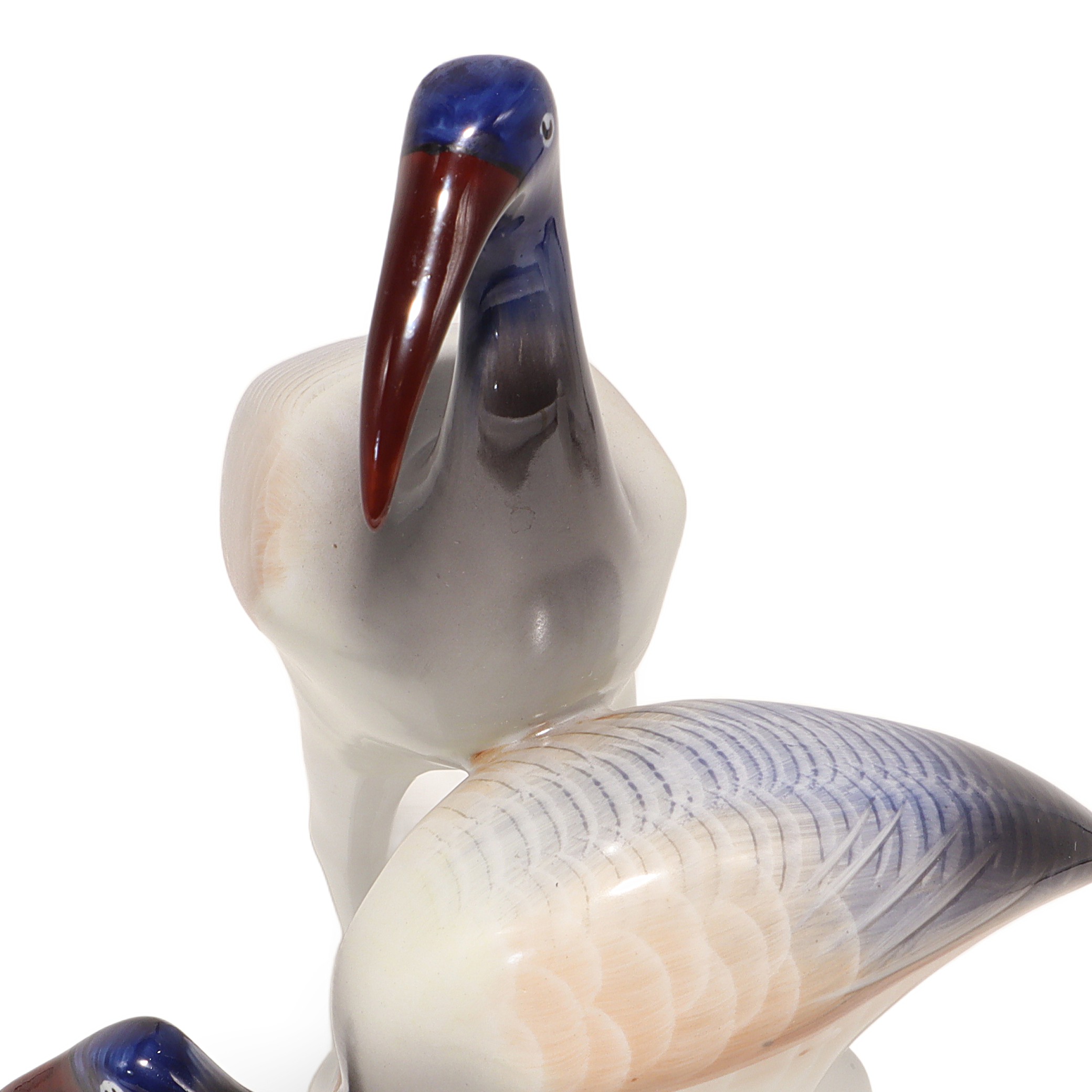 Vintage Hollohaza Ibis Figurine Detailed View Thumbnail for Vintage Hollohaza Ibis Figurine - Porcelain Heron Statue - Hungarian Collectible Decor