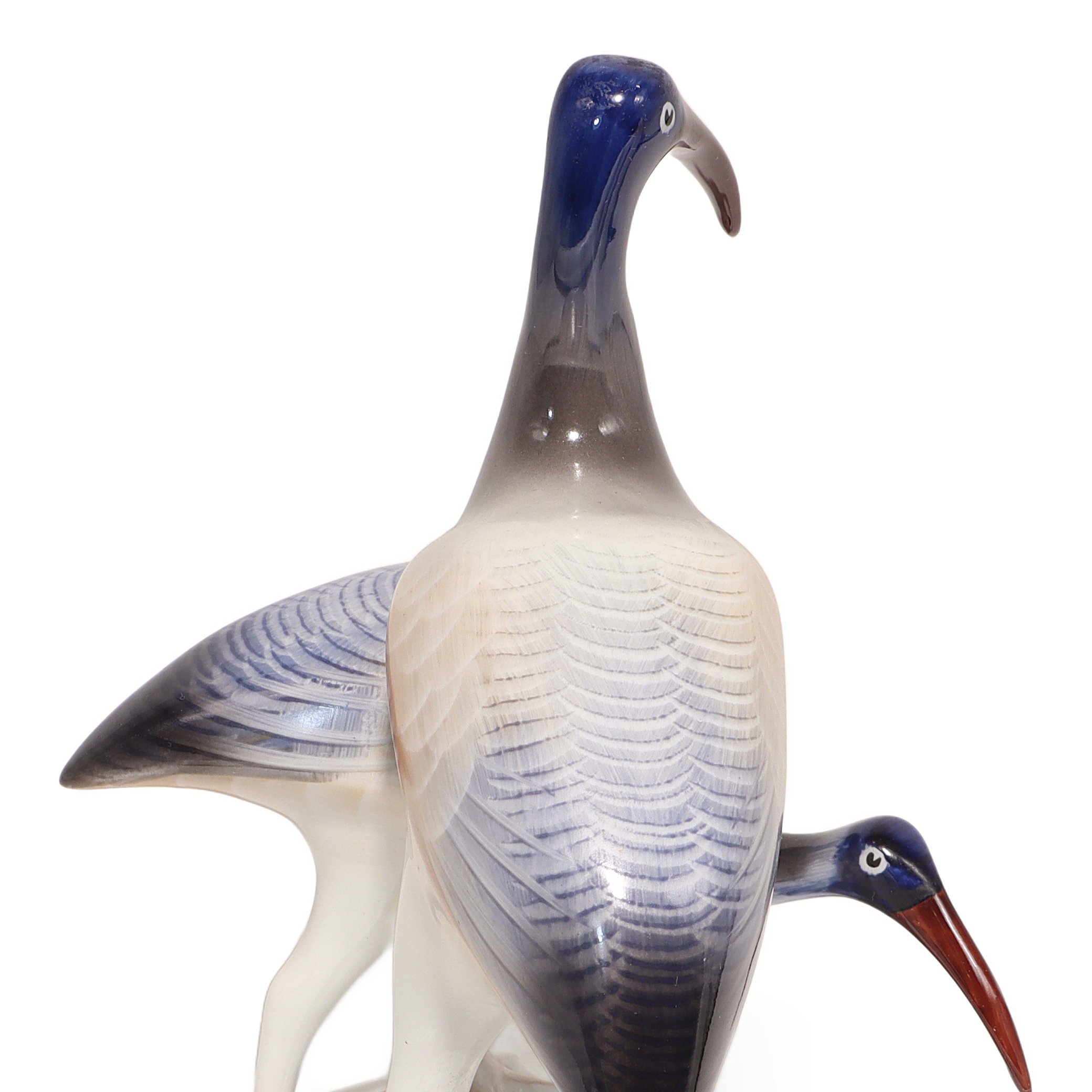 Vintage Hollohaza Ibis Figurine Detailed View Thumbnail for Vintage Hollohaza Ibis Figurine - Porcelain Heron Statue - Hungarian Collectible Decor